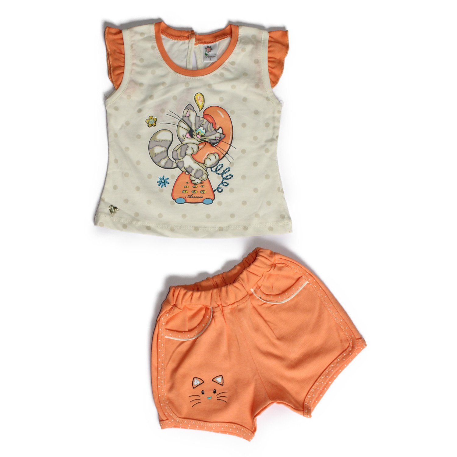 Annie Brand Baby Girls Top and Shorts Size 1-3 (Age 0-3 Months)