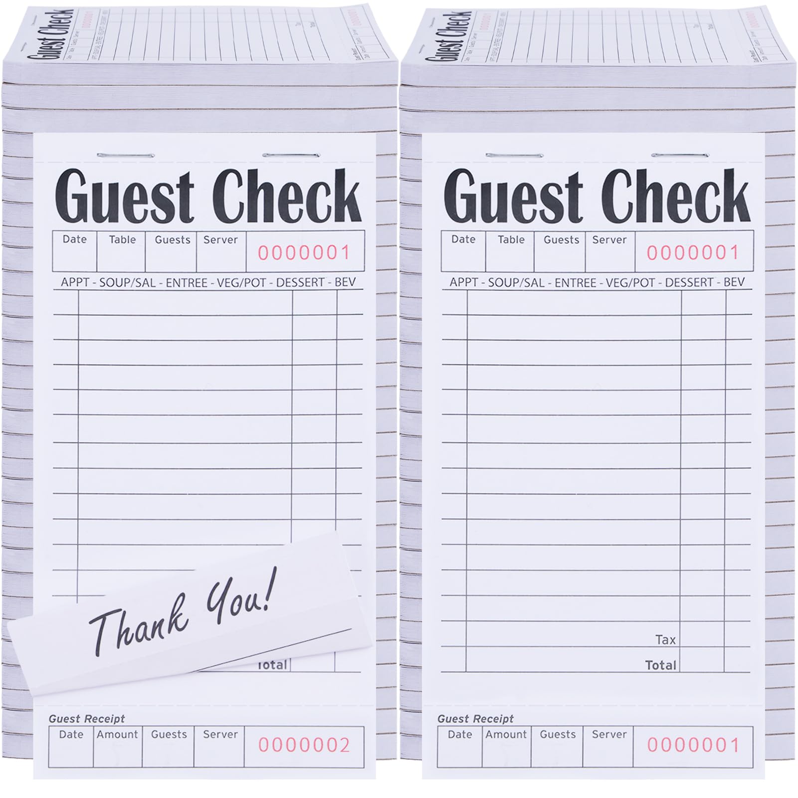 Chequeras de invitados para servidores, blocs de notas, chequera de camarera, bloc de notas de camarera para restaurantes, cheques de papel, 50 hojas/paquete, total de 300 boletos (blanco)
