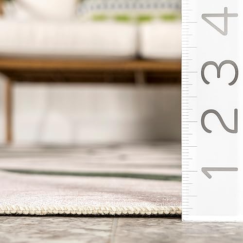 Miniatura 5 de nuLOOM Emmi Leaf - Alfombra lavable a máquina para interiores y exteriores, 4 x 6 pies, color verde