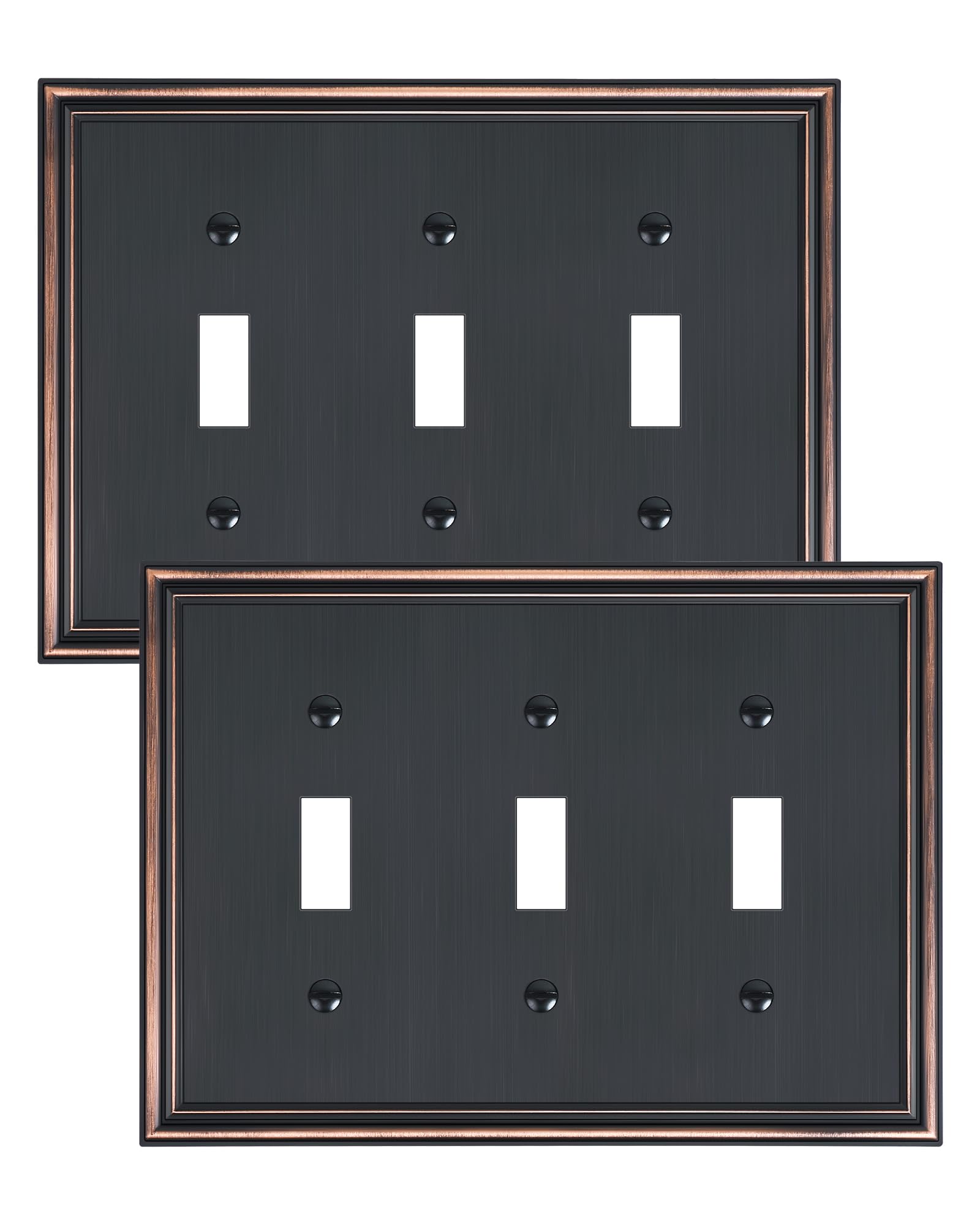 Placas de interruptor triple en zinc macizo color bronce envejecido de lujo
