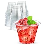 9 oz Clear Plastic Cups, 100 Pack 9oz Plastic Cocktail Party Cups, Disposable Wine Glasses Small Drinking Cup for Wedding, Punch Cup, Reusable Food Safe