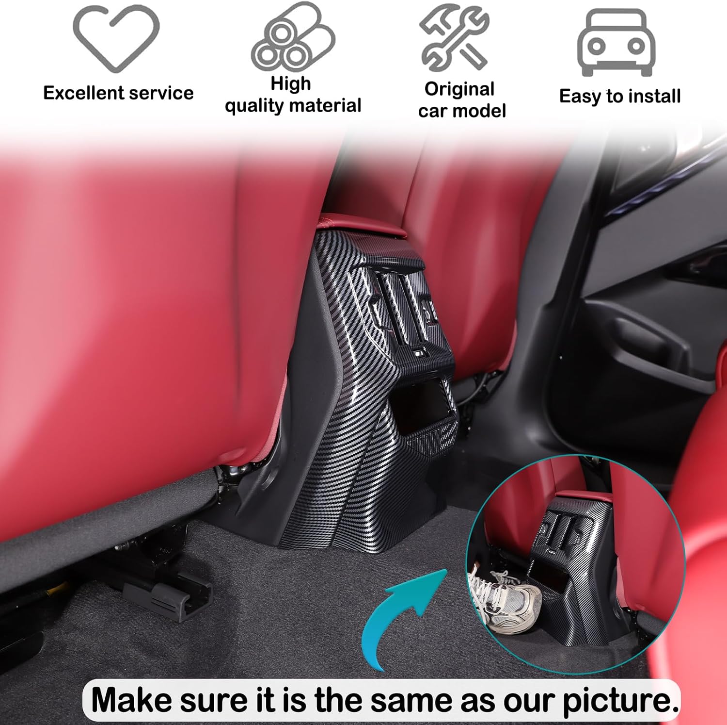 Rear Air Vent Outlet Panel Anti Kick Cover Compatible with BMW X3 2025 2026 Interior Rear Row Air Conditioning Vent Cover Center Console Protector Panel Trim Cover (Carbon Fiber Pattern)