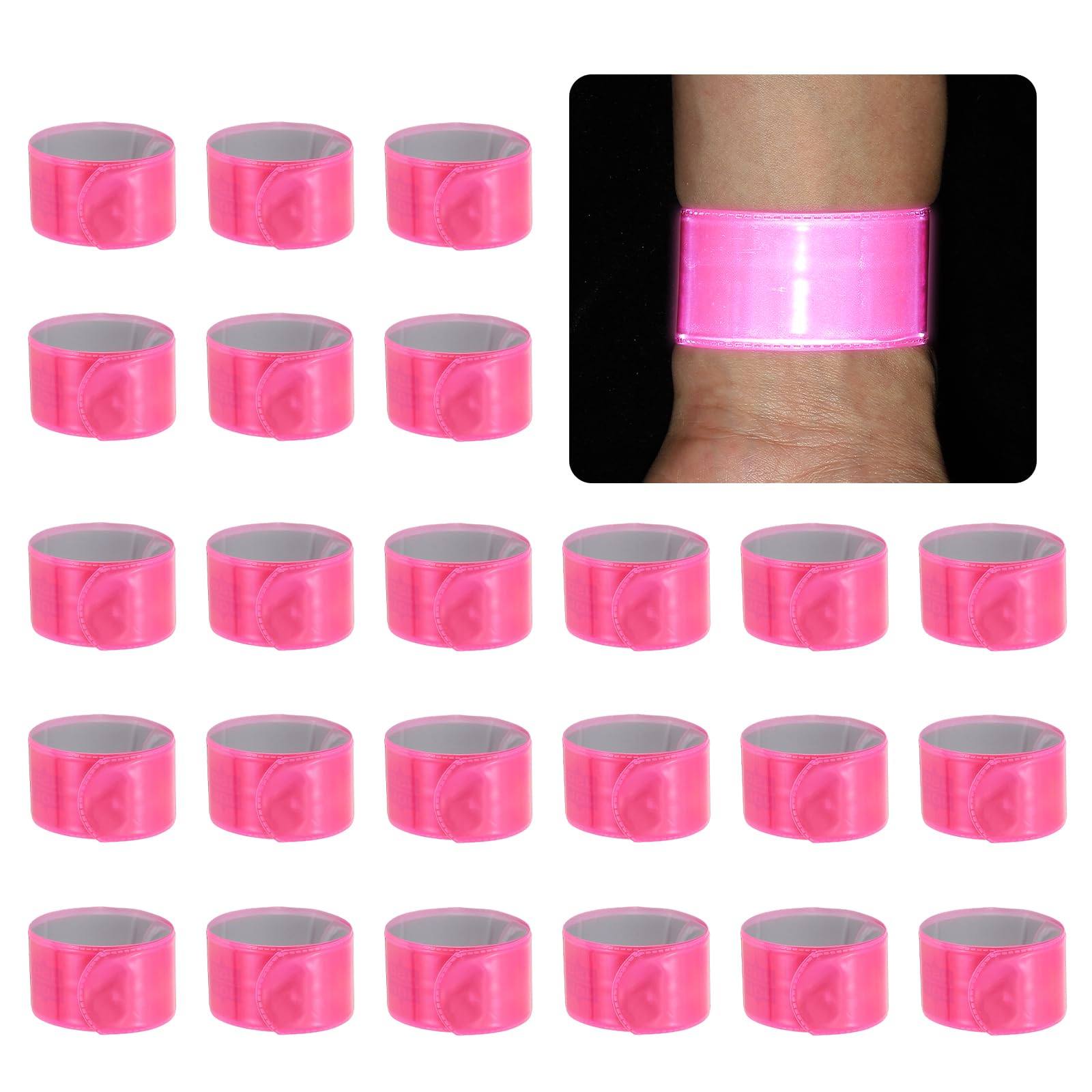 PATIKIL 22cm Reflective Bands, 24pcs Reflective Arm Bands Straps Wrist Reflective Running Gear Safety Reflective Straps Bracelets High Visibility for Night Walking Bicycle, Pink