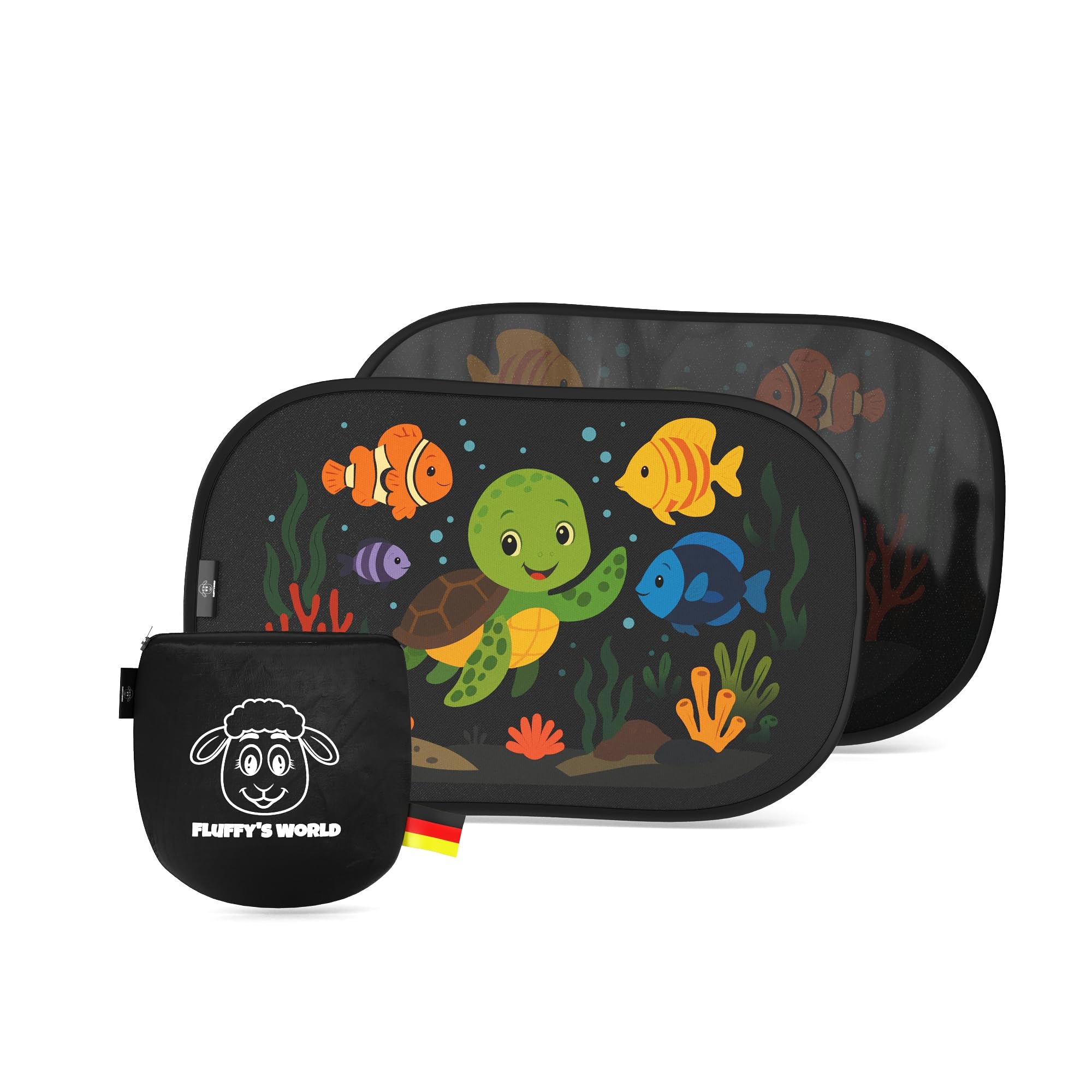 Sonnenschutz Auto Baby & Kinder • ZERTIFIZIERTER UPF50+ UV-Schutz • DEKRA geprüft & KBA-zugelassen • Nachhaltiges & hochwertiges GSM105+ Nylon • Sonnenblende Seitenscheibe • Motiv Unterwasser