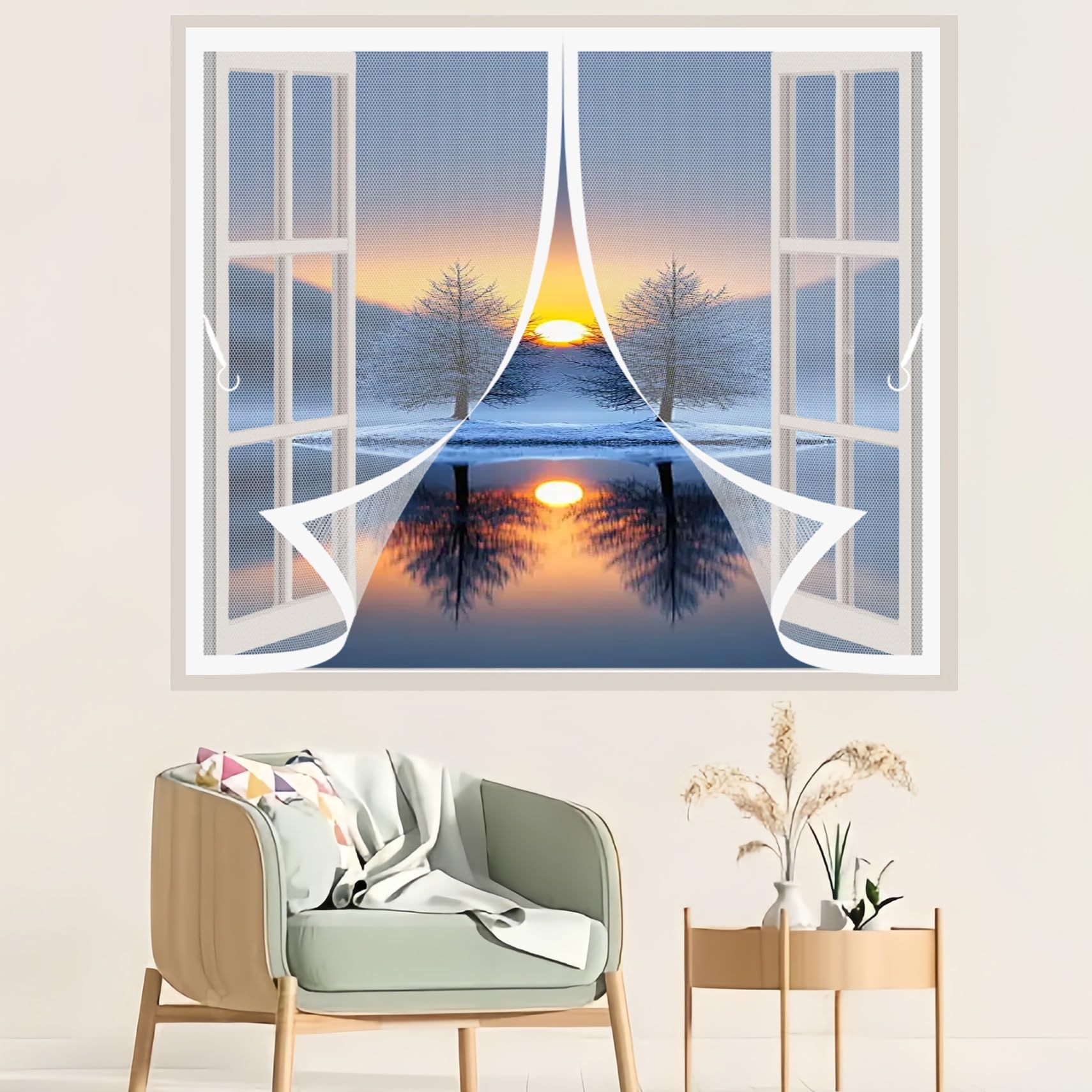 Moustiquaire fenêtre magnétique avec fermeture automatique intégrée pour cadre 164x135cm