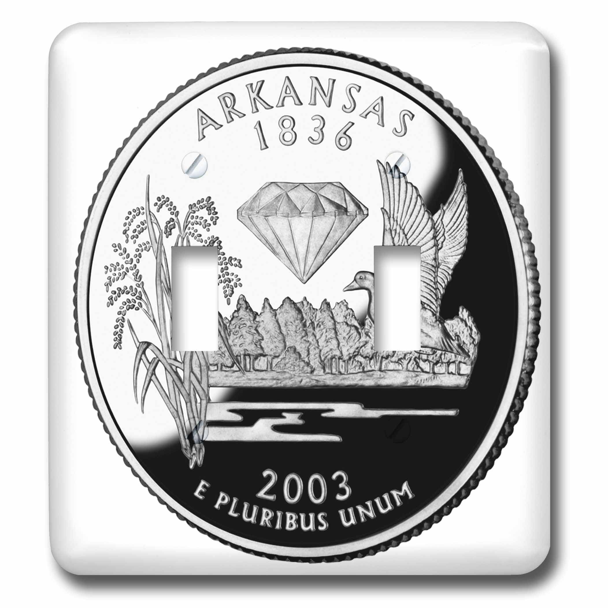 Double Interrupteur à baïonnette 3dRose lsp_55377_2 State Quarter of Arkansas pour mur