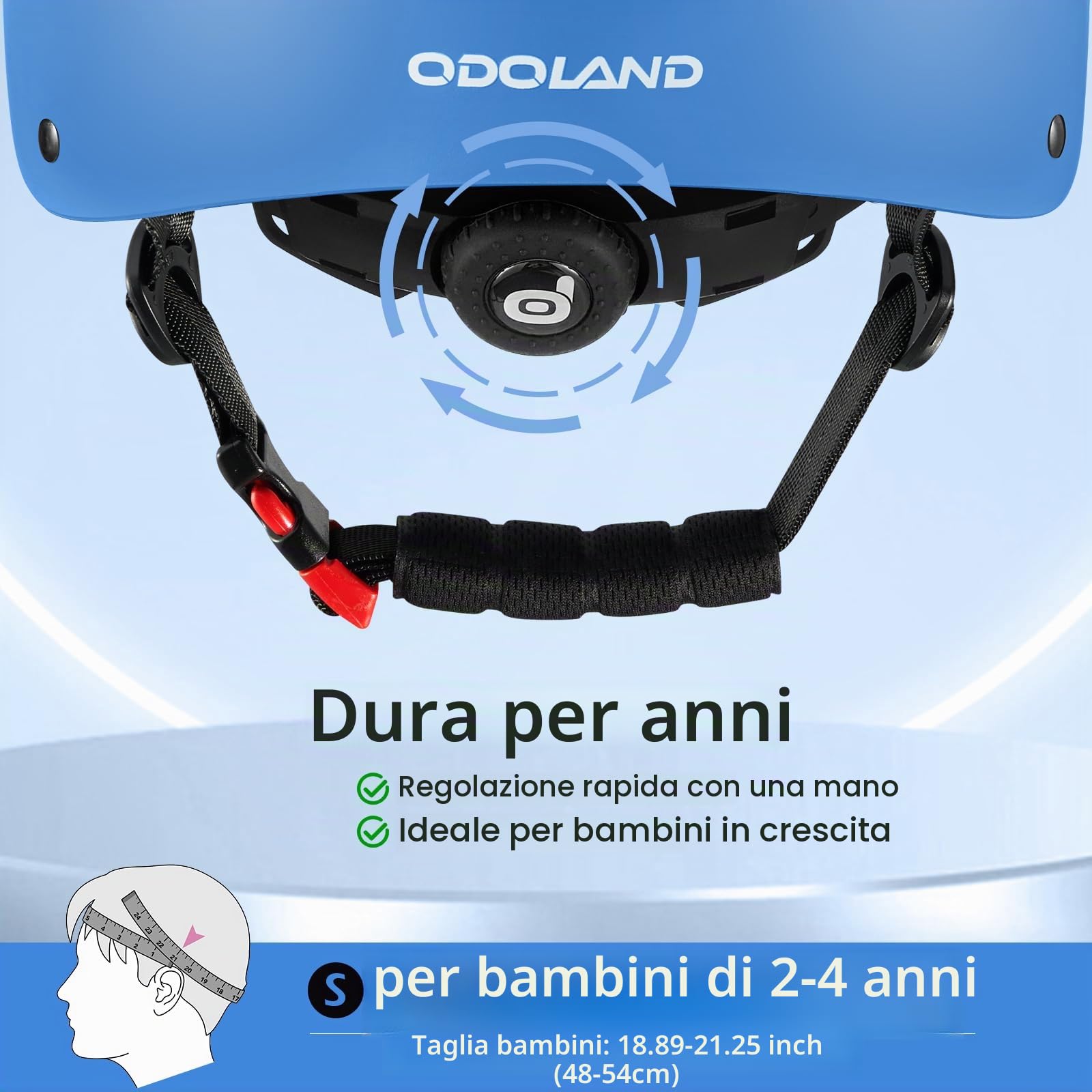 Odoland Casco per Bicicletta per Bambini, Casco di Sicurezza Regolabile e Ventilato per Protezione in Più Sport, Adatto a Bambini dai 2 ai 4 Anni, per Ciclismo, Pattinaggio, Monopattino, MKS