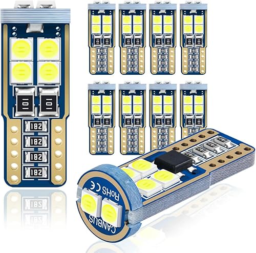 Focos LED para interior de coche, 6000 K, para placa, maletero, puerta, luz blanca extra brillante, conjunto de chips Canbus, 3030-SMD, sin errores