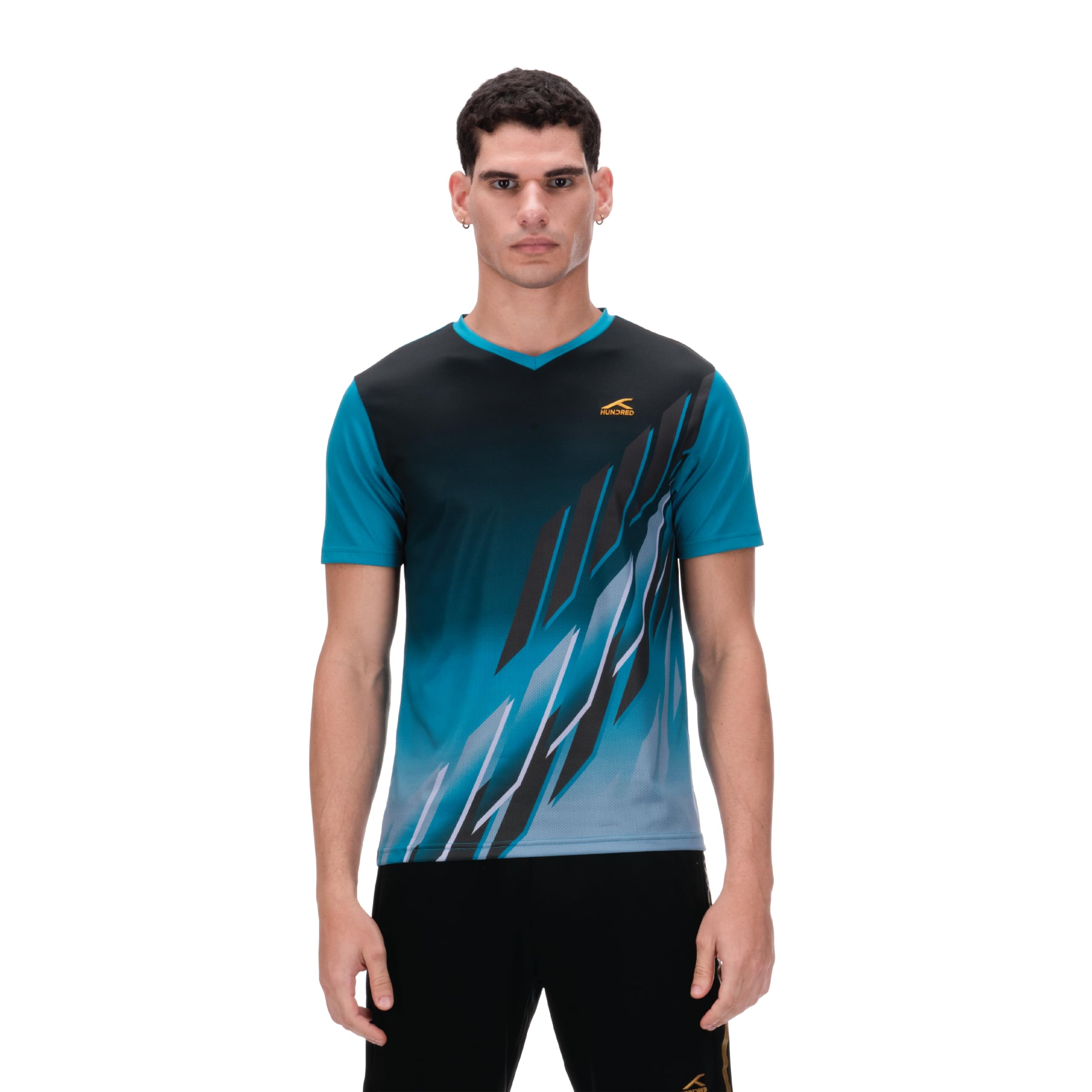 hundred HNDRD V-Neck Unisex FROSTCUT T-Shirt |Moisture Transfer | Rapid-Dry | Temperature Control | Air-Dry Tech |Badminton | Football |Pickleball | Running |All Sports and Fitness-picture-13