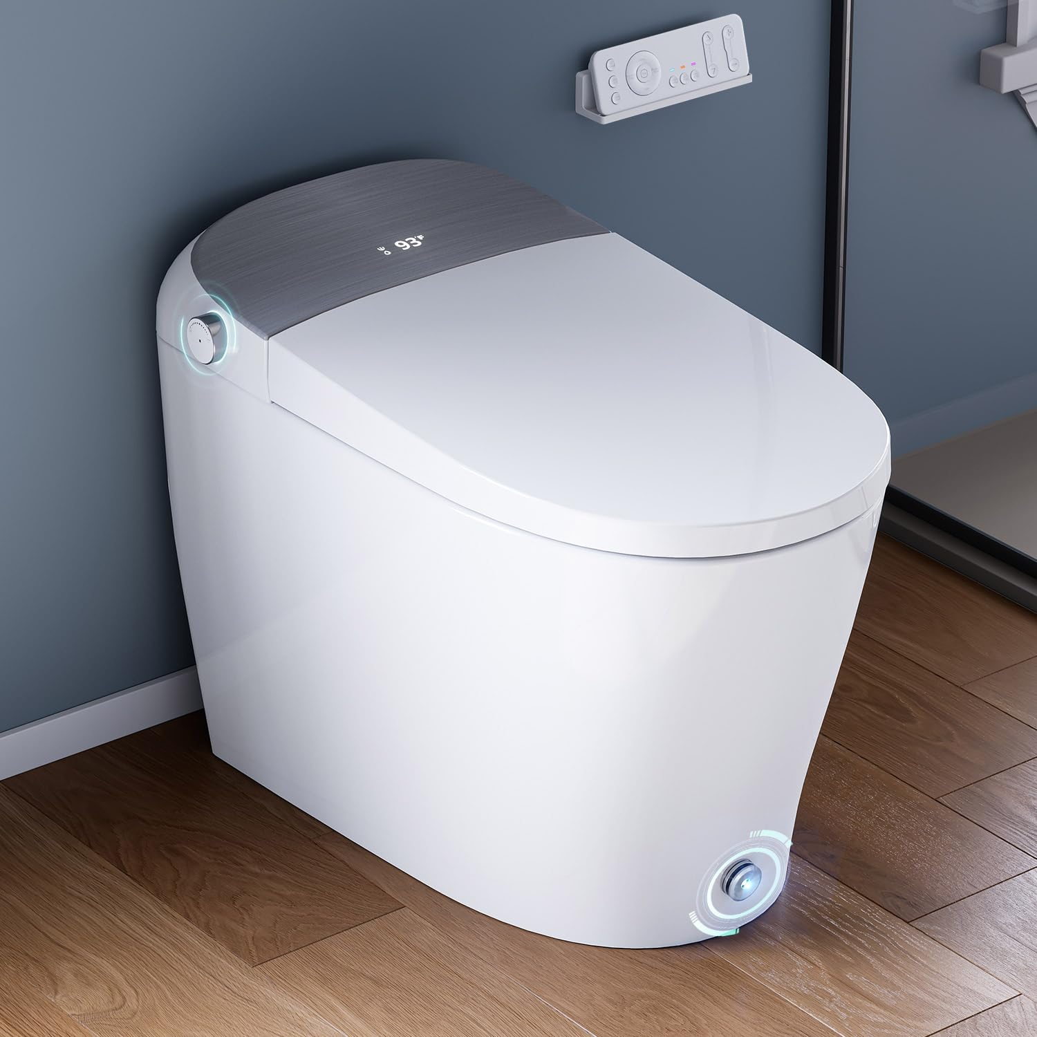 Smart Bidet Toilet with Auto Open/Close Lid, Heated Toilet Seat, Instant Bidet Warm Water and Dryer, Elongated Tankless Toilet with Night Light, Digital Display