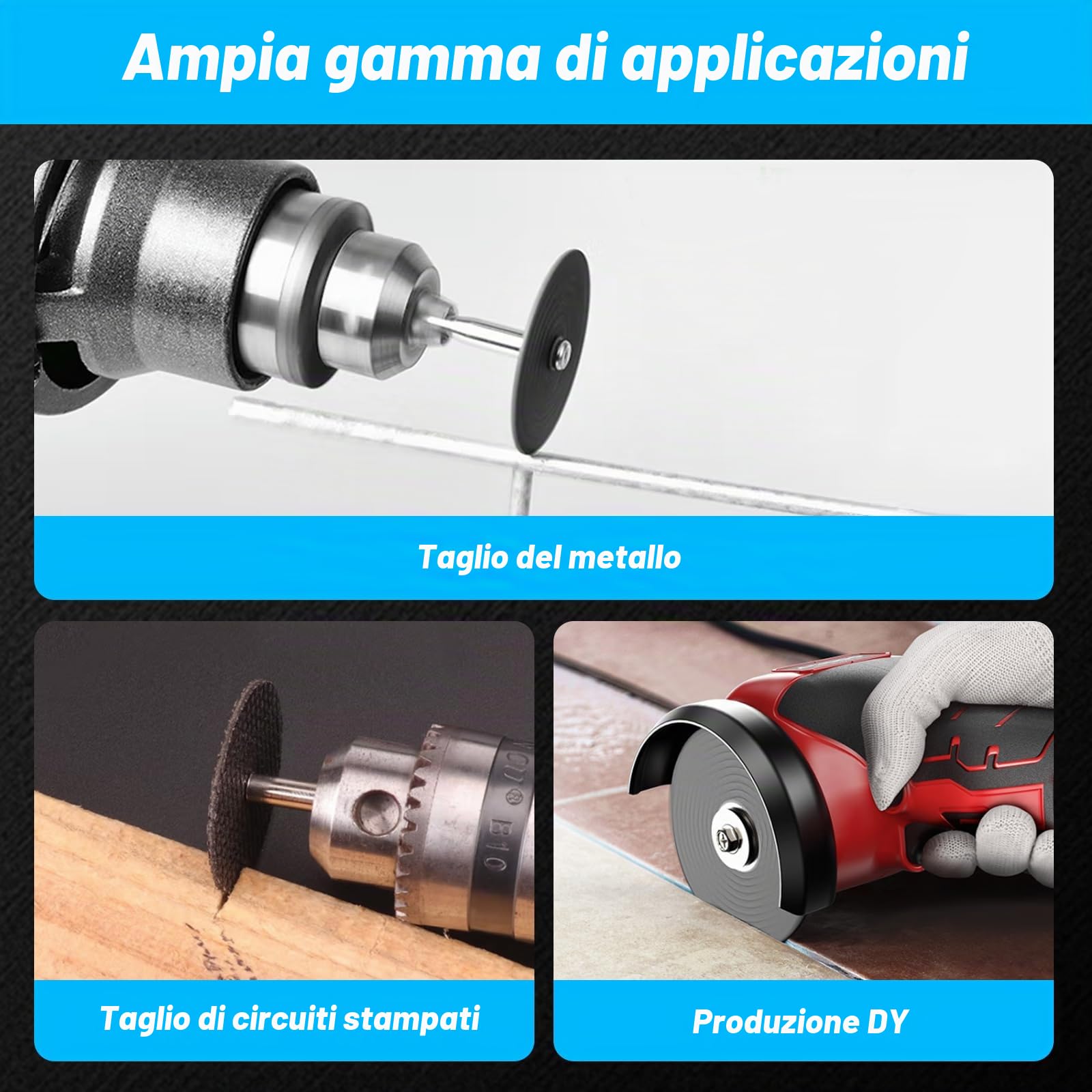 60 dischi da taglio compatibili con Dremel, 32 mm per accessori rotanti, set di dischi da taglio per metallo acciaio