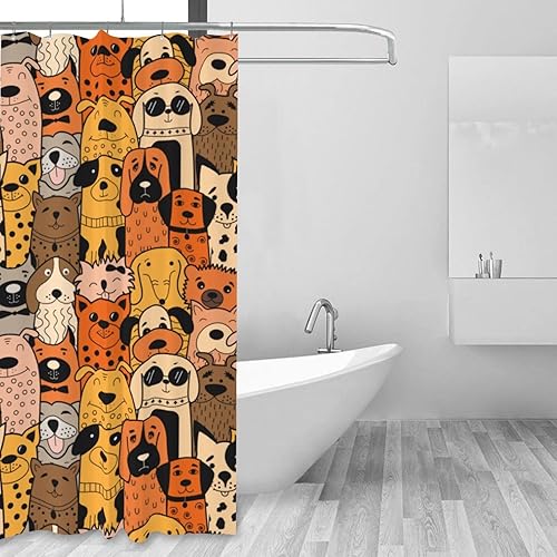 Miniatura 2 de Funny Doodle Dog Bathroom Shower Curtain Sets,Long Funny Shower Curtains for Bathroom,Cute Cortinas De Baño Bathroom Curtain Washable,Waterproof
