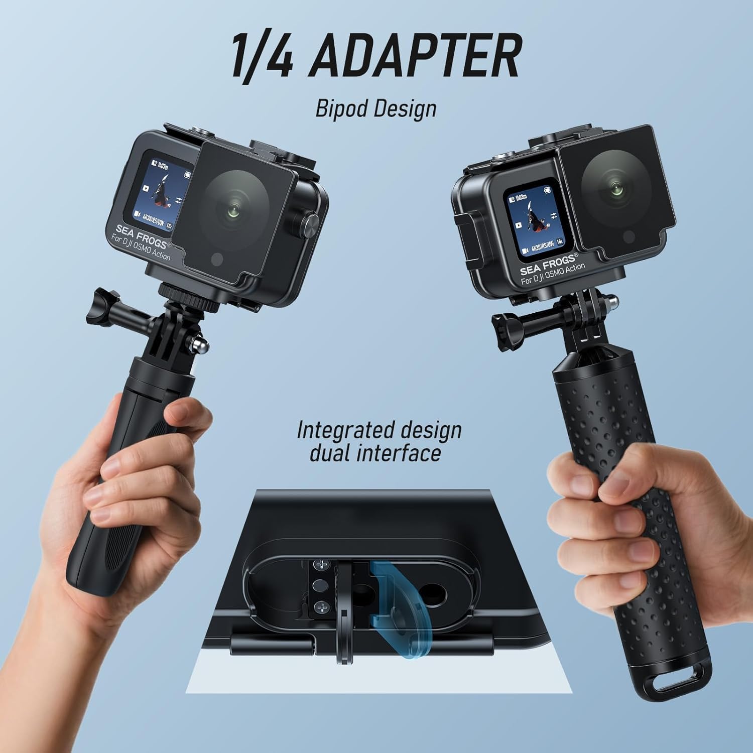 Sea frogs Custodia subacquea in lega di alluminio per DJI Osmo Action 5/4/3, impermeabile fino a 60 m, antiurto e resistente alla pressione, custodia per action camera