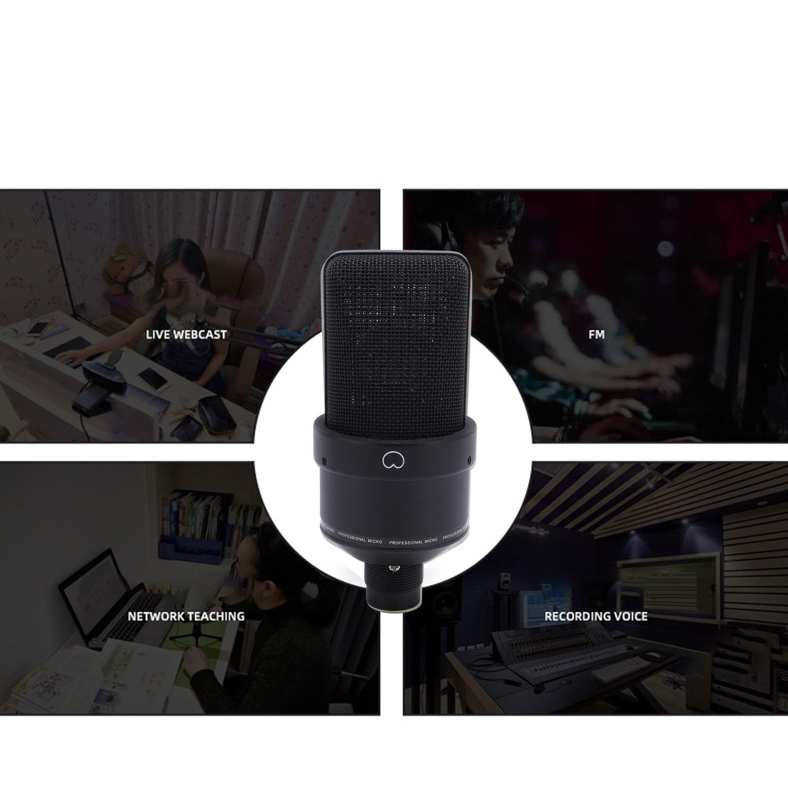 Mikrofon, XLR Kondensatormikrofon Großmembran Kondensator Studio Microphone mit Schockhalterung, XLR-Kabel und Windschutz für Podcasting, Streaming, Gaming, Aufnahmen
