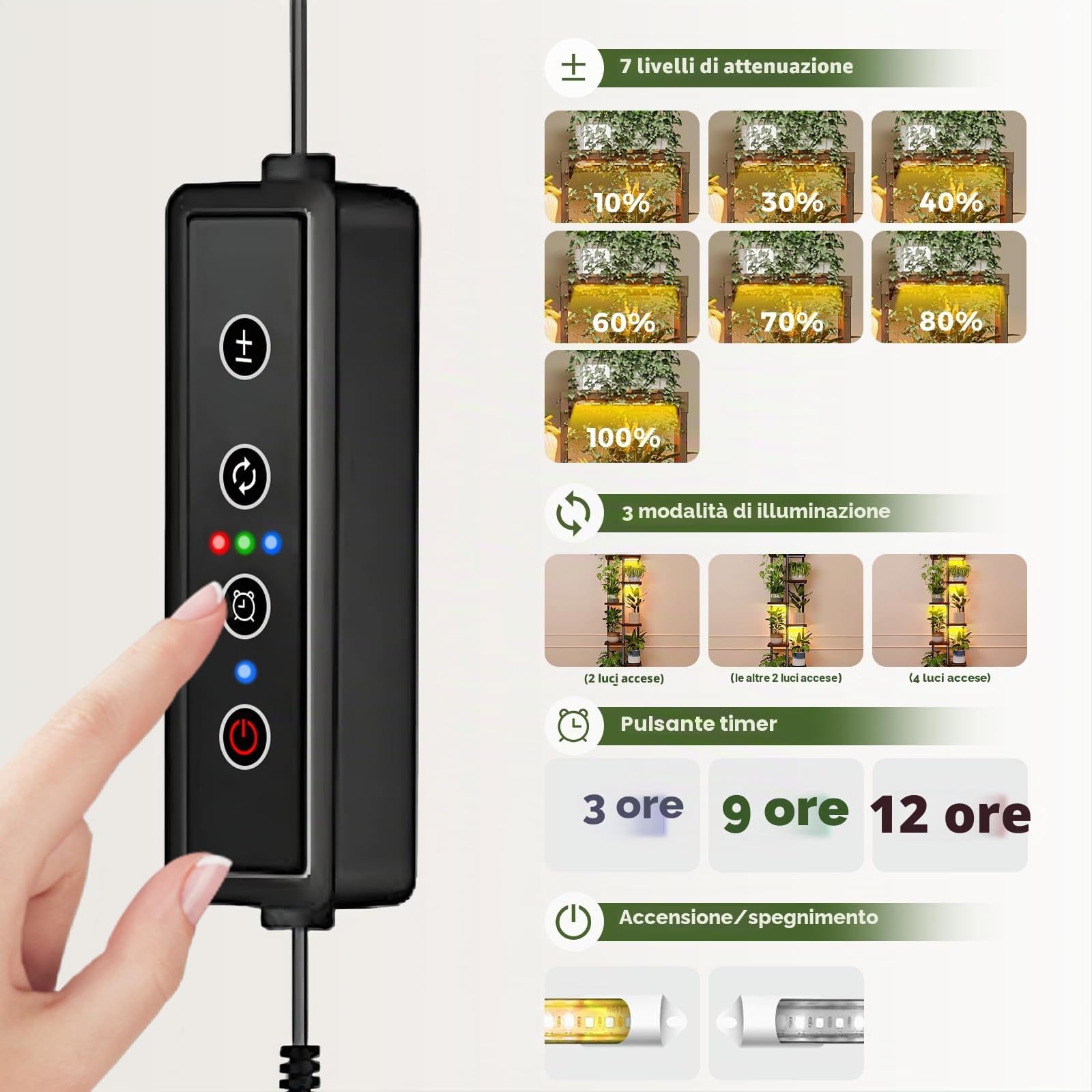 Bamworld Mensola per piante con luce crescente per piante da interno, angolo a 6 livelli, supporto per piante in metallo, supporto per fiori in legno per casa, soggiorno, decorazione patio