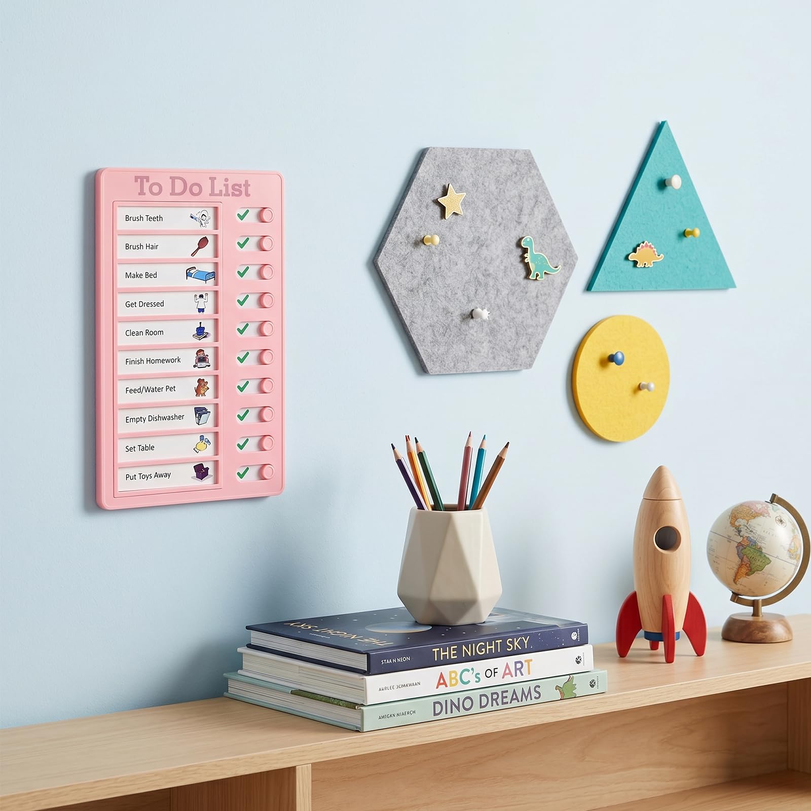 Tableau Routine Enfant 4 Pièces To Do List avec 30 Feuilles de Papier Vierge