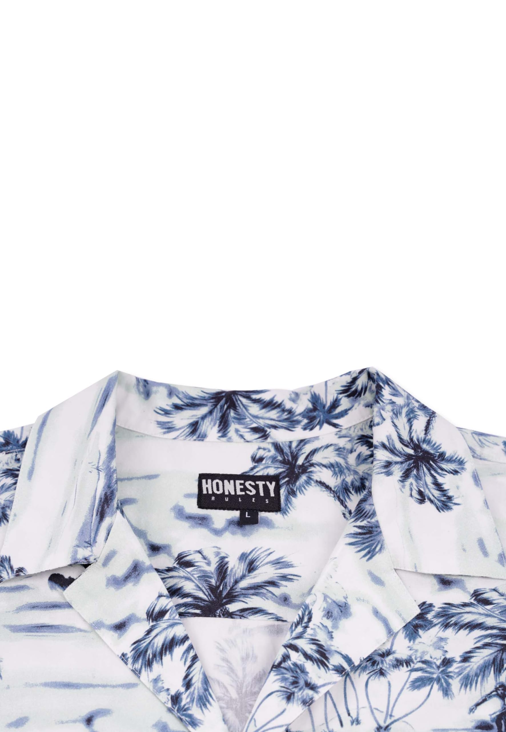 Honesty Rules Kurzarm Hawaiihemd Herren, Loose Fit Hemd aus 100% Bio-Baumwolle, nachhaltiges Twill Kurzarmhemd mit Print, Hemdblusenkragen, Brusttasche & Knopfleiste