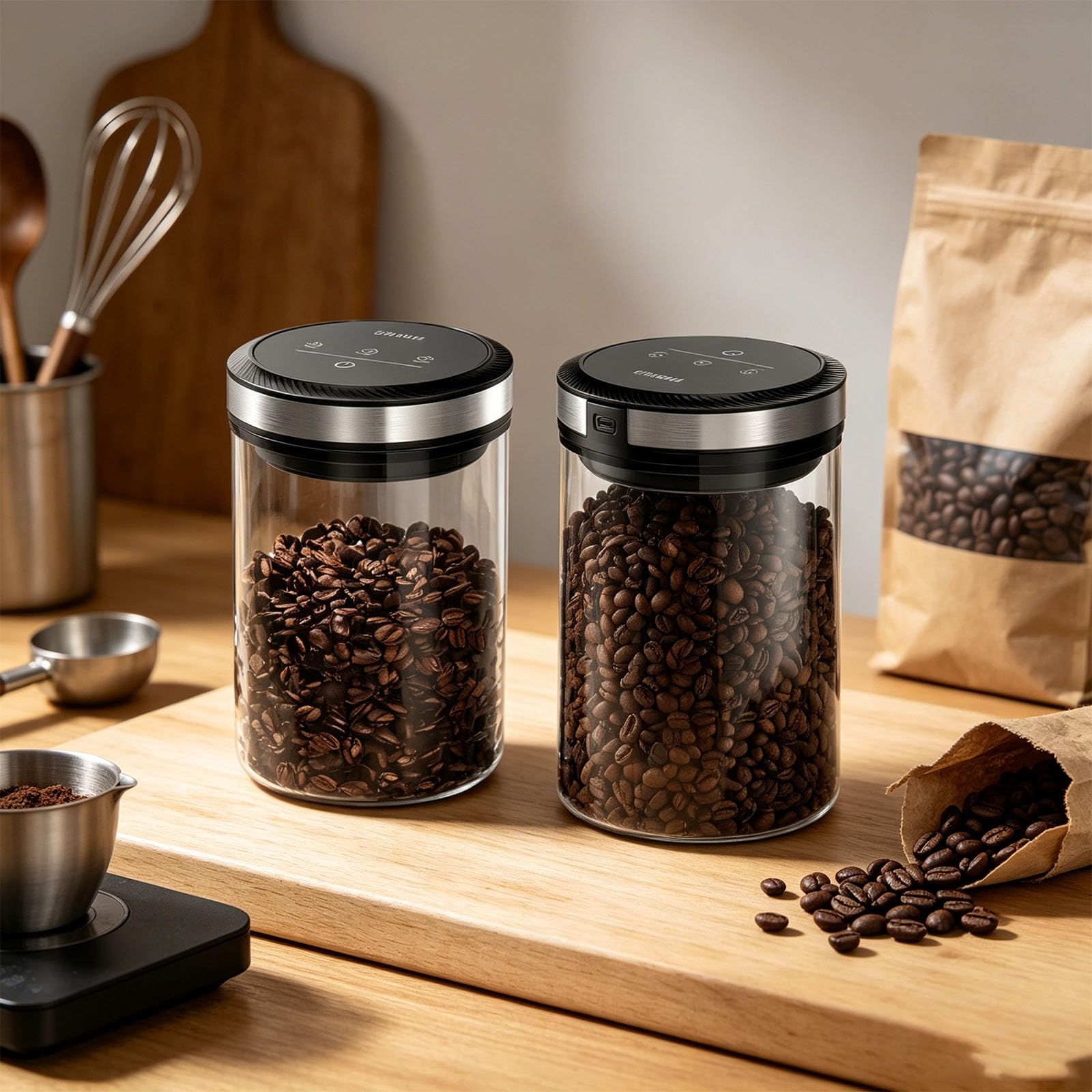 Récipient de Stockage de Nourriture sous Vide en Verre borosilicaté avec Pot de Conservation de café Intelligent d ' Utilisation de 4500 Heures