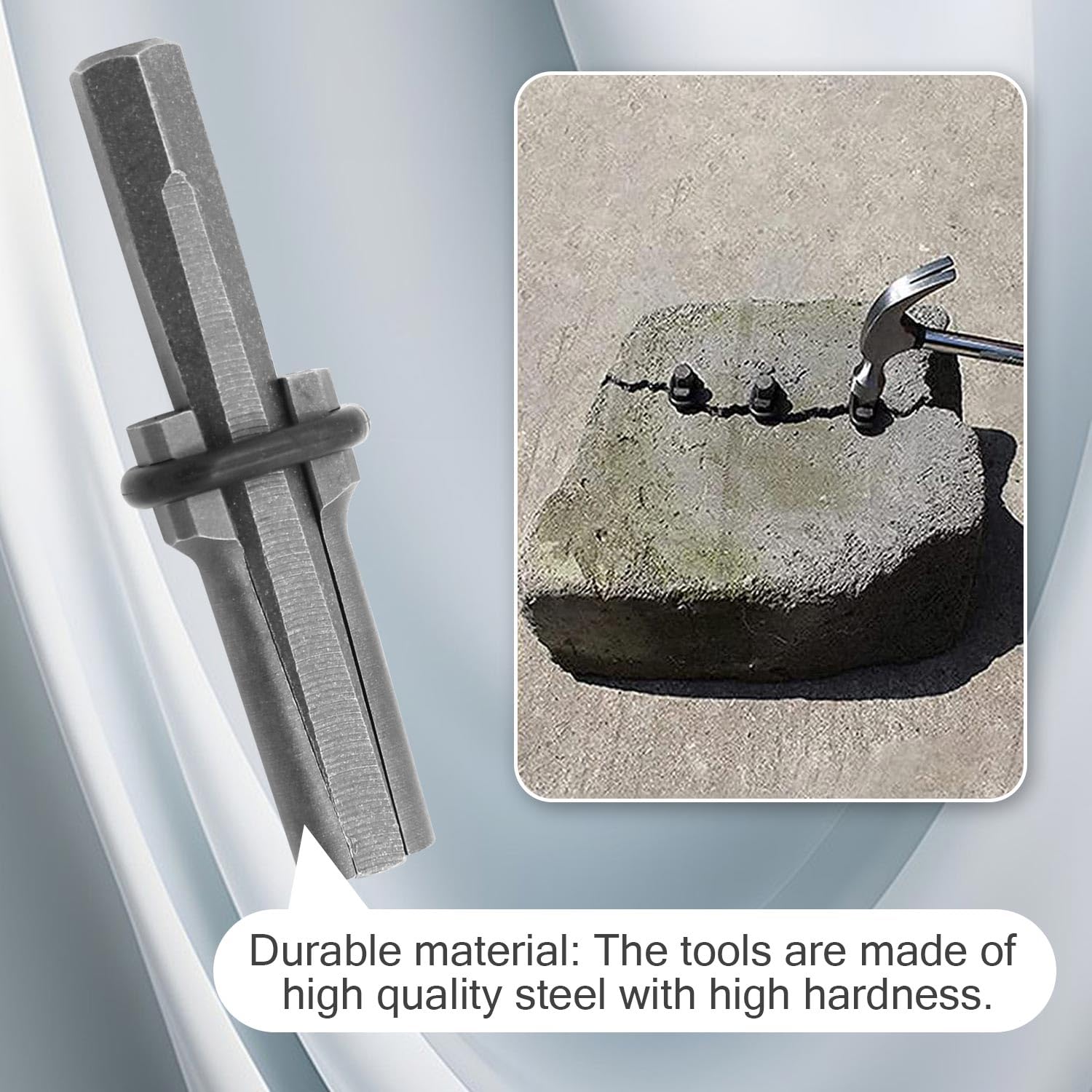 INF 5er-Pack Treibkeil zum Spalten von Steinen 16mm, für Beton, Marmor, Granit, Fels, Stein, Stopfen, Keil und Feder-Unterlegscheiben, Steinkeile zum Steinespalten