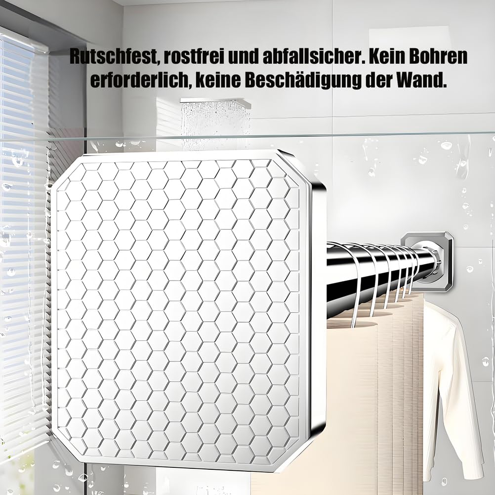 Bastoni per Tende a Pressione Bastone Tenda Estensibile Bacchette Molla Aste Senza Forare Regolabile Balcone Bagno Box Doccia Appendiabiti,Grigio,50ㅡ80cm