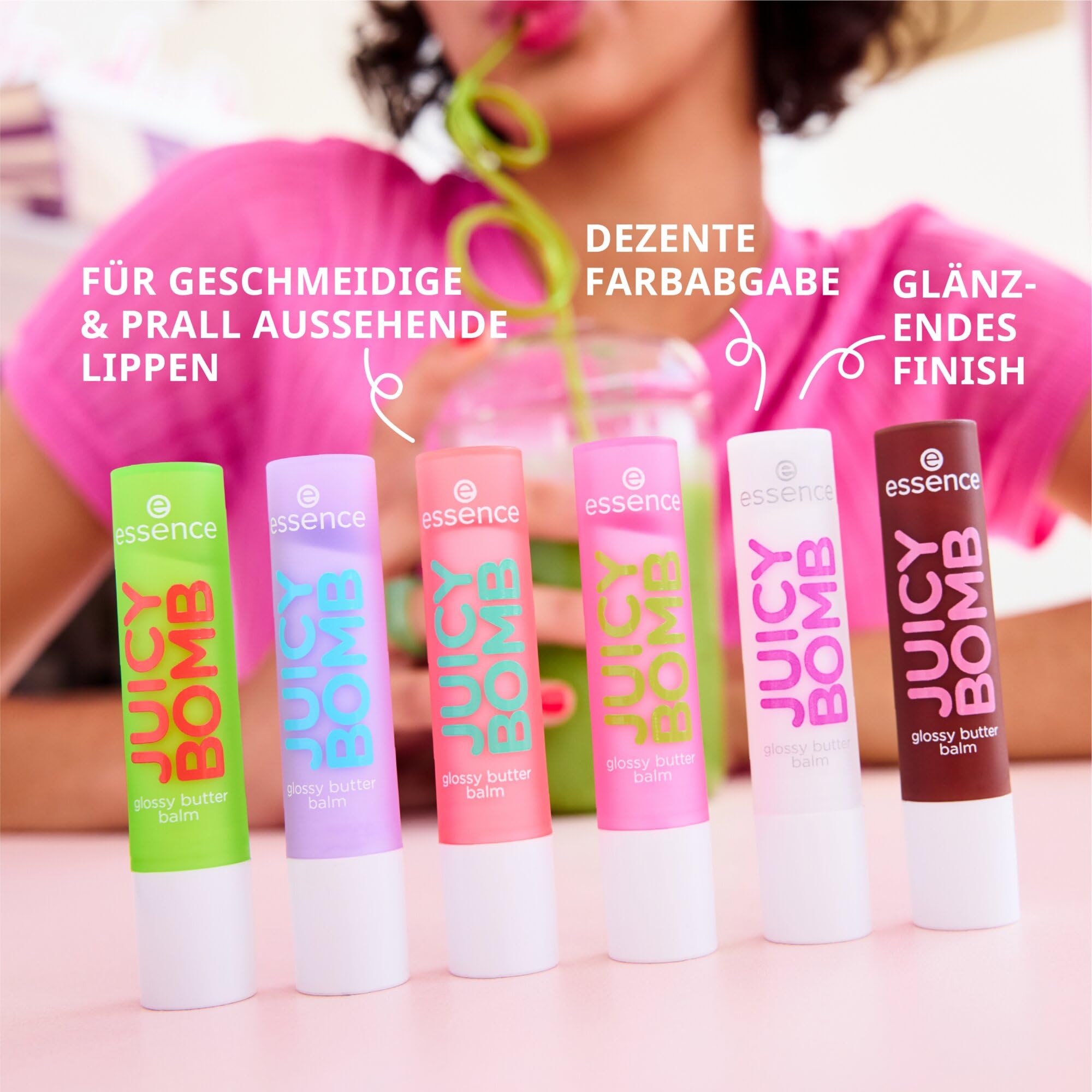 essence Bálsamo labial brillante JUICY BOMB, natural, brillante, rociado (2.5g)