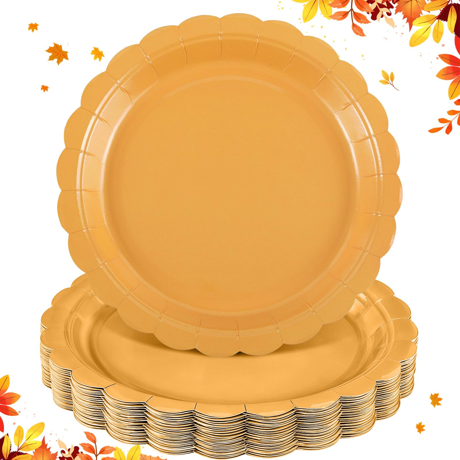 30 Pk Orange Plates 9" Scalloped Fall Thanksgiving Dessert Plates — home & kitchen deal
