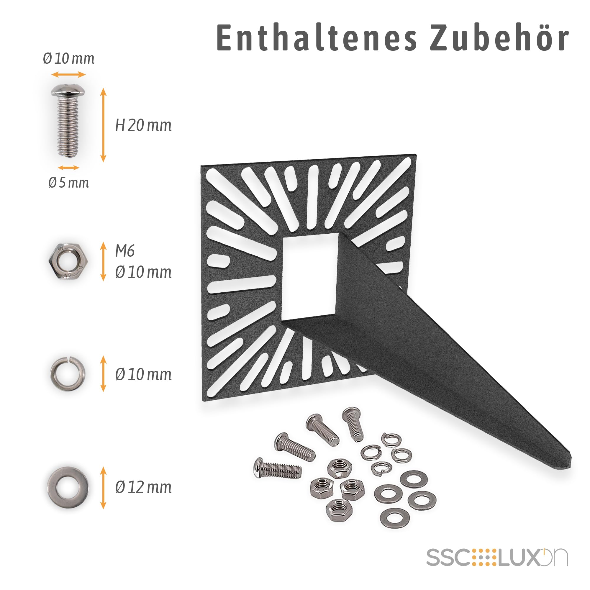 SSC-LUXon HAUKI Erdspieß 4er Set universal schwarz für Gartenleuchten