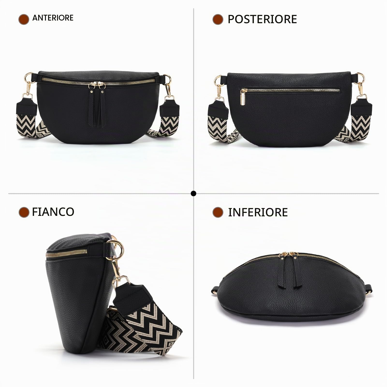Vezluax 30x20cm Cross Body Bumbags for Ladies Large Bum Bag Stylish Waist Packs Women's Bumbag Fanny Pack for Women Belt Bag with Wide Strap