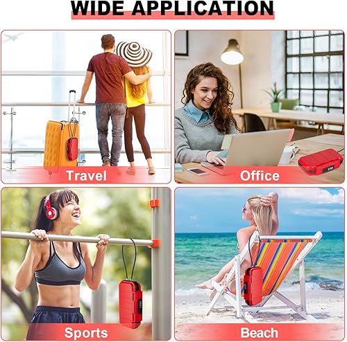 Vista 24 de HUANLANG Caja de seguridad portátil con cerradura de combinación, mini caja de seguridad para viajes en la playa, impermeable, pequeña caja