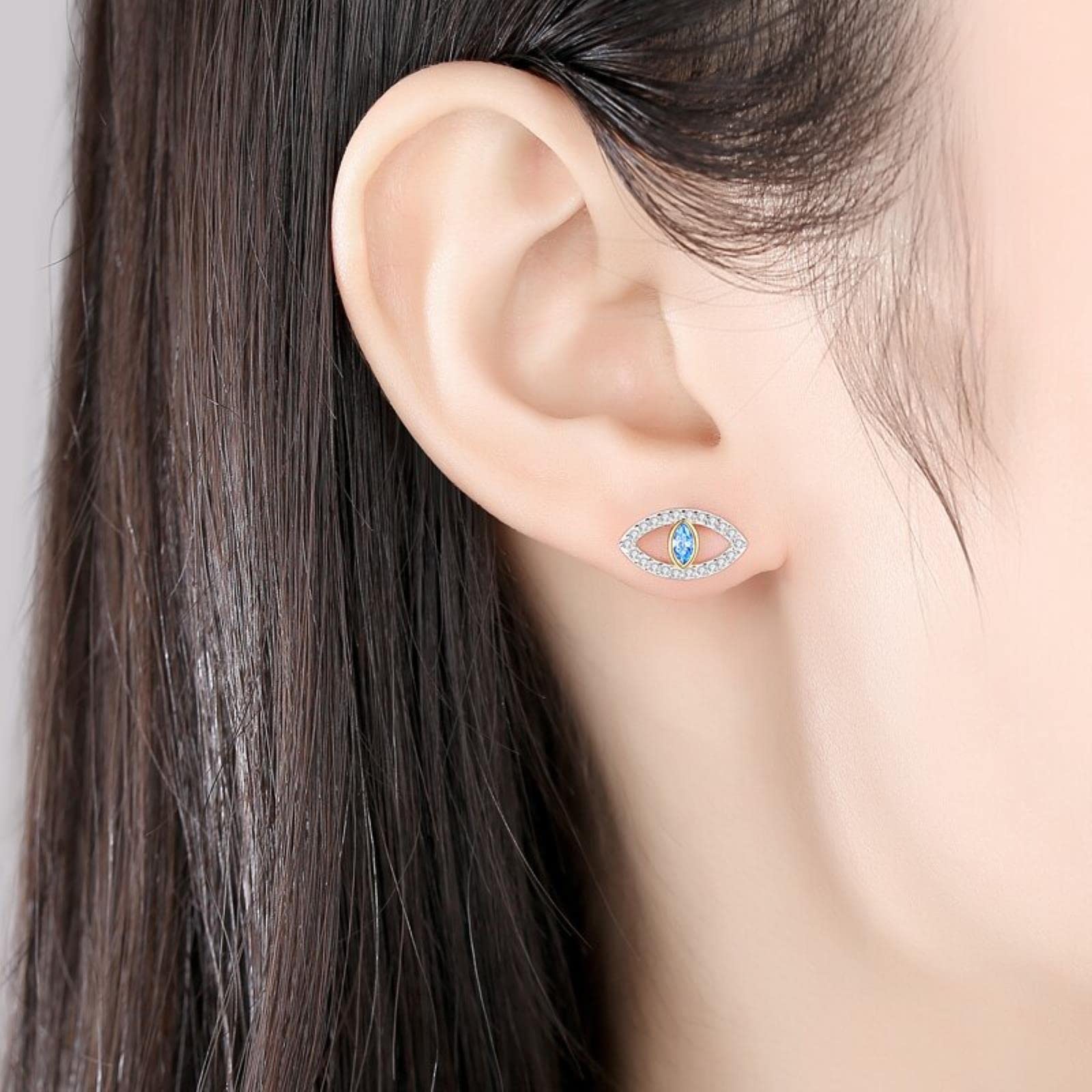 Pendientes vintage de plata ley 925 con forma ojo turco for mujer, estilo bohemio, círculo, pequeños