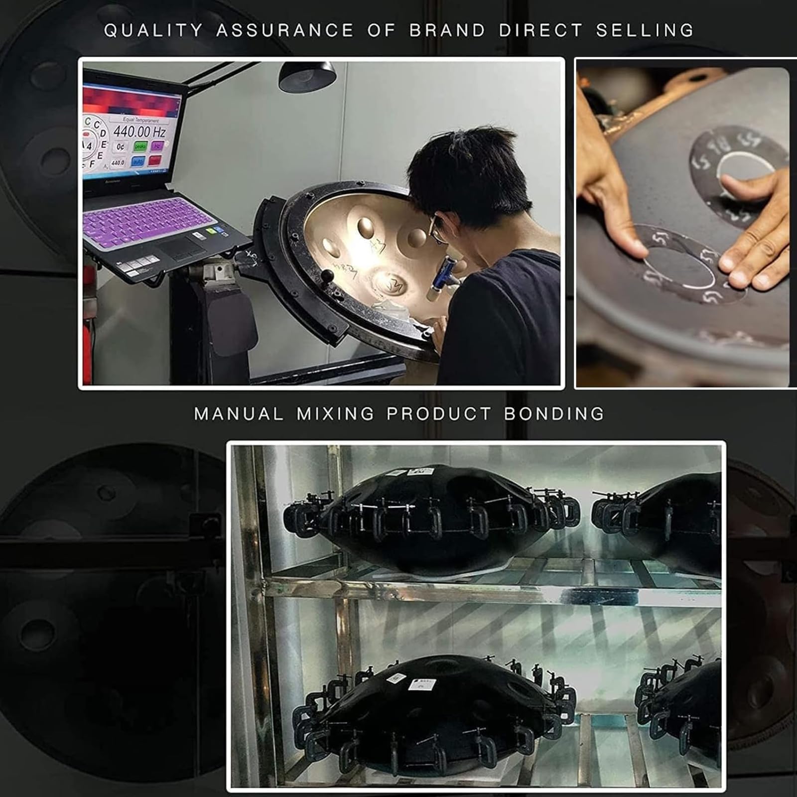 Bęben Handpan, d-moll, 440 Hz, stalowy bęben językowy z 9 tonami, 18-calowy bęben stalowy, harmonijny instrument perkusyjny do dźwięku, osobista medytacja, joga, z miękkim pokrowcem na Handpan, stal