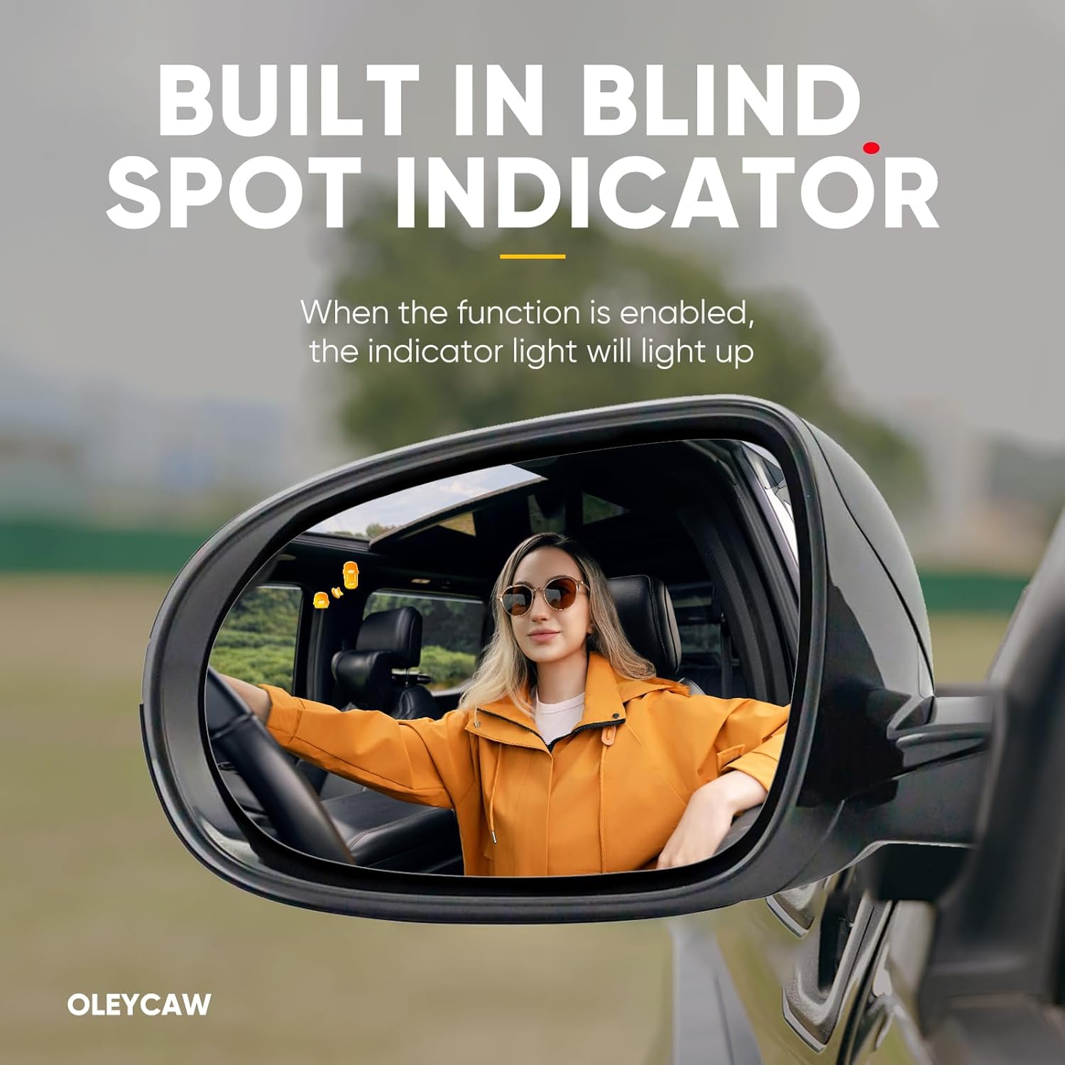 Blind Spot Compatible with Kia Sorento Driver Side Mirror, 2016 2017 2018 2019 2020 - Left Side Mirrors Replacement Glass with BSD, Power Heated