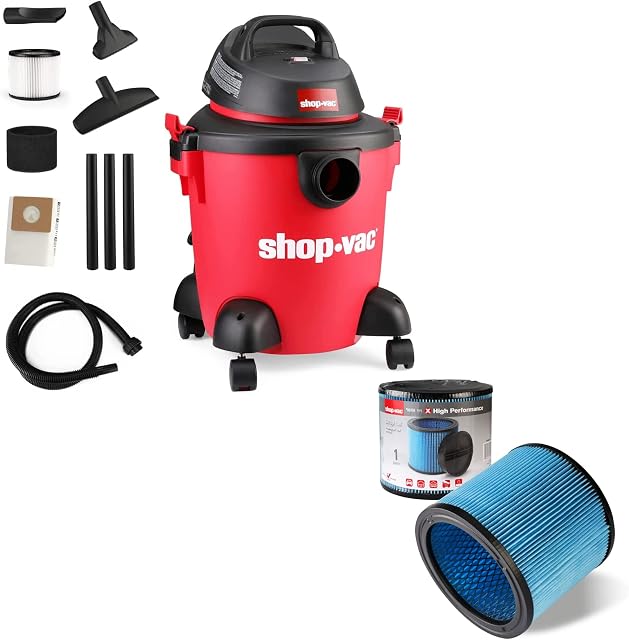 Shop-Vac 5 Gallon 2.0 Peak HP Wet/Dry Vacuum+High Performance 90304 Cartridge Filter