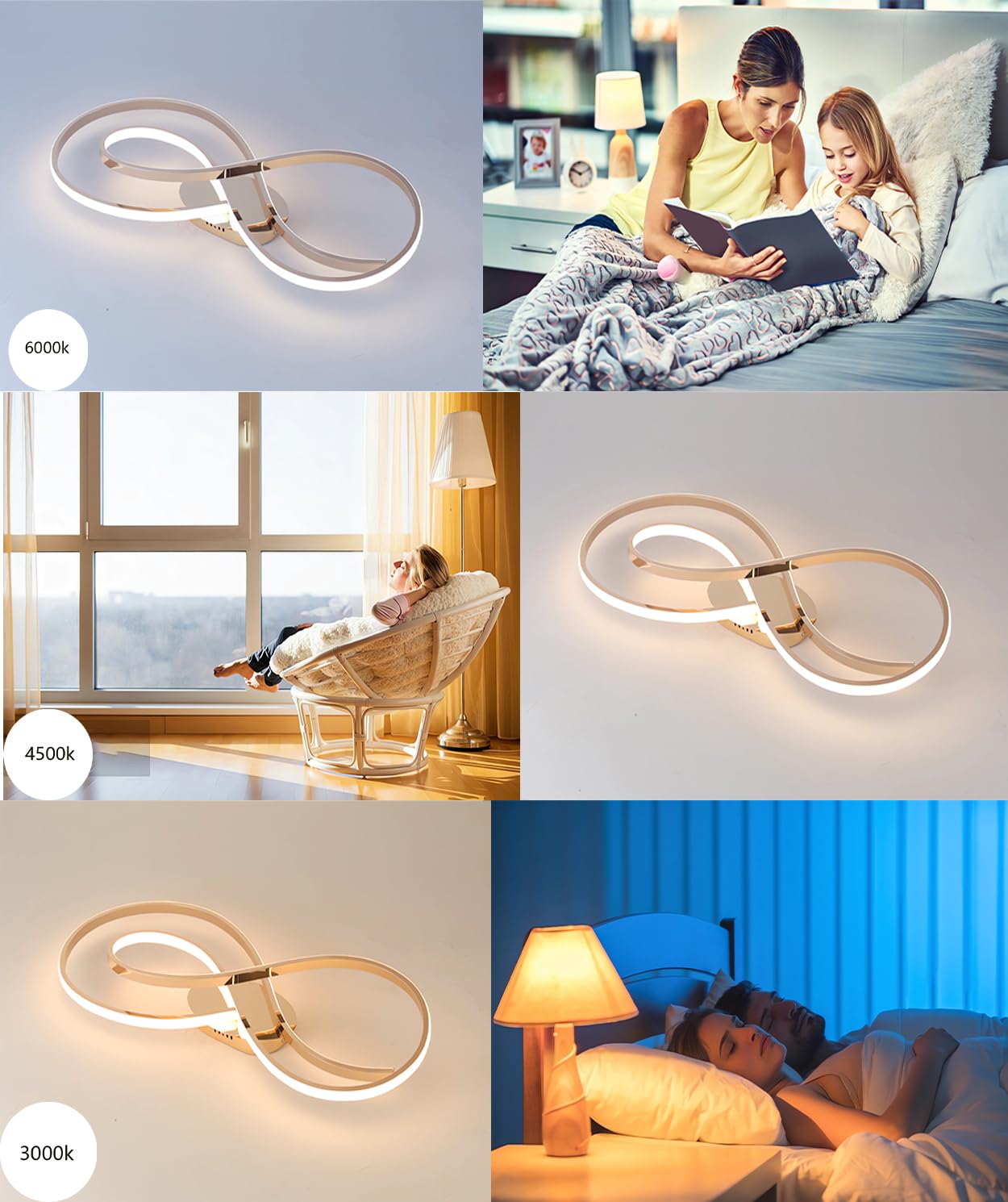 Lampa sufitowa LED 3000-6000K Ściemnialna lampa do salonu z pilotem Ściemnianie Lampa sufitowa do sypialni Nowoczesne oświetlenie sufitowe Żyrandol Oprawy oświetleniowe wewnętrzne (Złoto, L80cm)