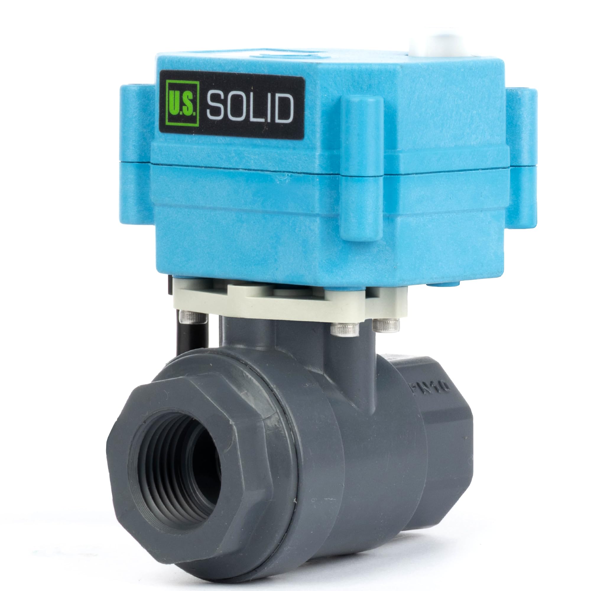 U.S. Solid Válvula de bola de motor de PVC de 3/4" CA 110-230 V con enchufe de la UE - Válvula de bola de plástico eléctrica, IP67 impermeable, retorno automático, cerrado sin corriente, sobrecontrol