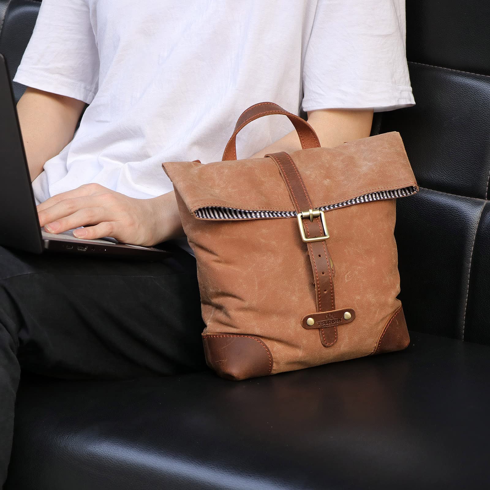 Tourbon T-TB1250CA - Borsa da sella per bicicletta, in tela cerata, 27 x 7 x 24,5 cm, colore: Marrone