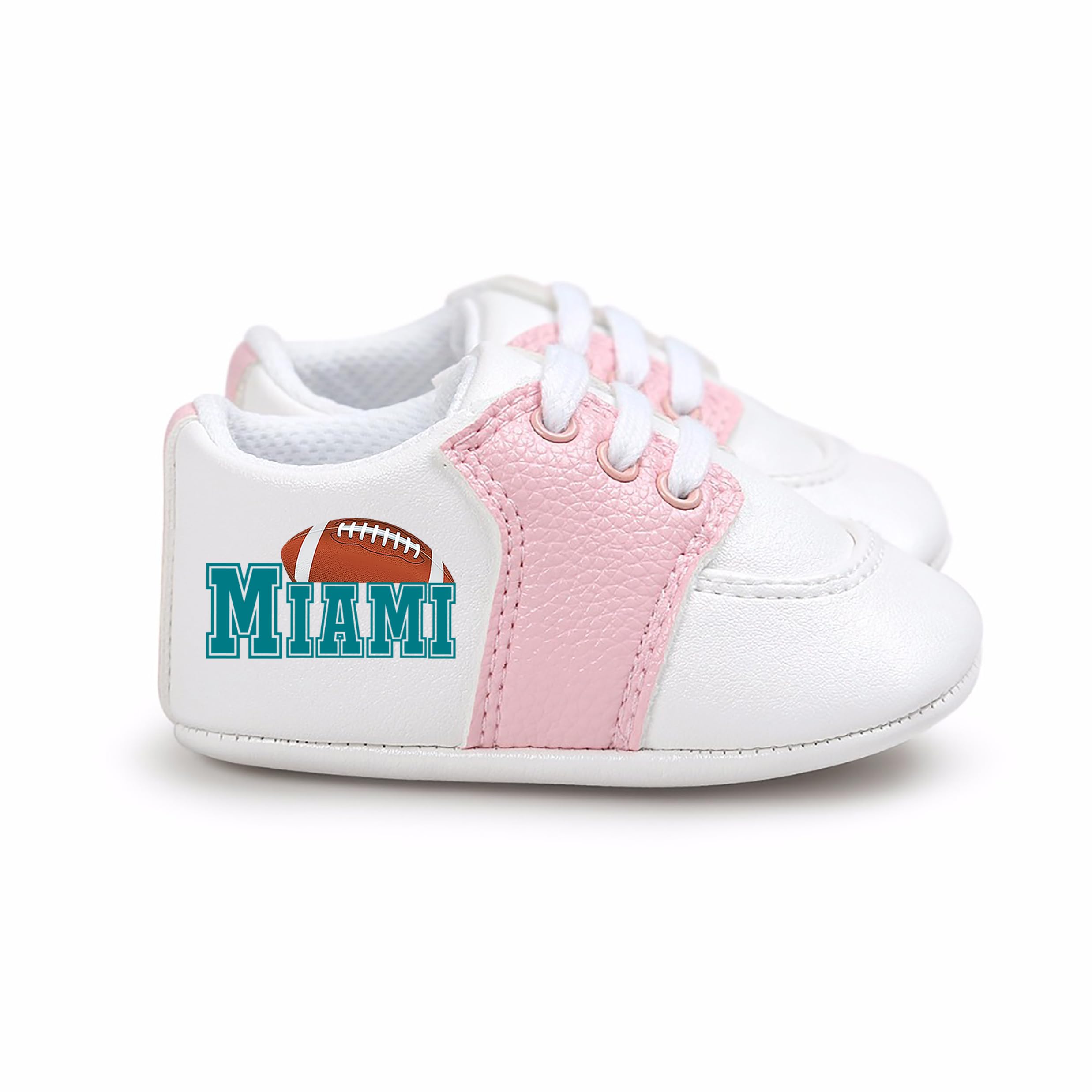 Future Tailgater Pink Trim Pre-Walker Baby Shoes for Miami Fans 0-6 Months Infant