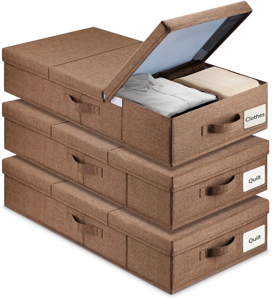 Under Bed Storage With Lids, 3 Pack Large Underbed Storage