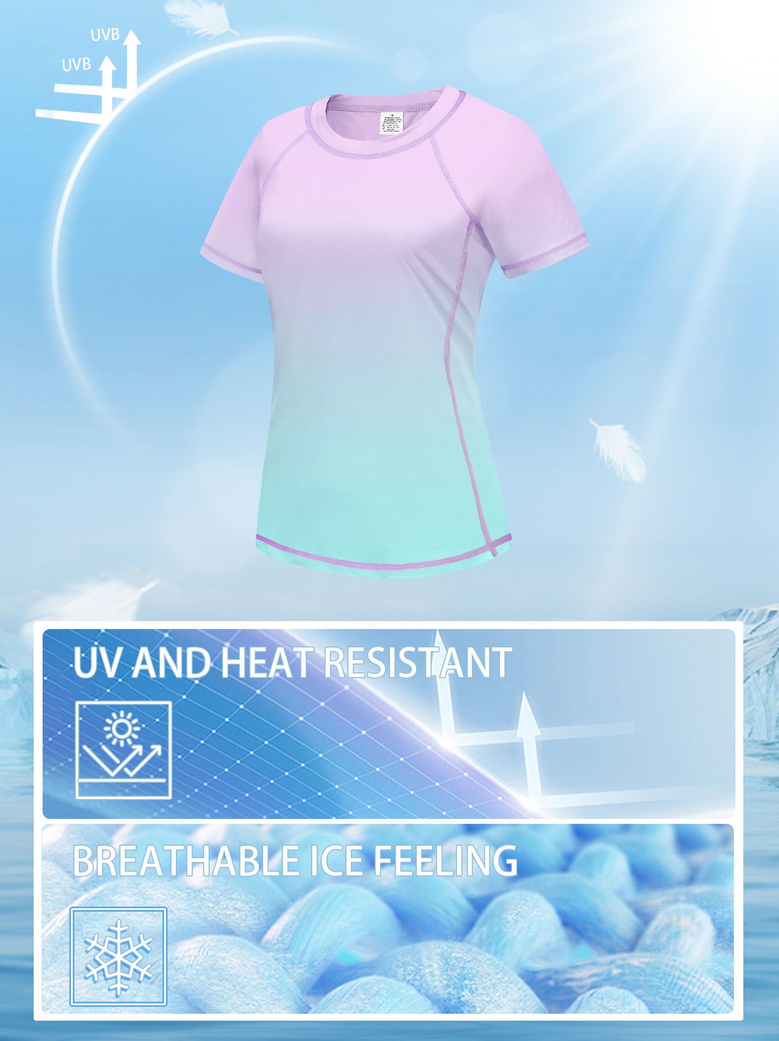 ANGEL CITIZ UV Shirt Damen Kurzarm Schwimmshirt UPF 50+ Rashguard Women Badebekleidung für Damen Surf Badeshirt S-XXL