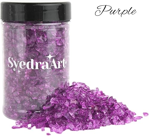 Miniatura 65 de Syedra - Juego de 3 piezas de vidrio triturado para manualidades, arte de resina, piezas de espejo de color triturado, 1 libra (amarillo)