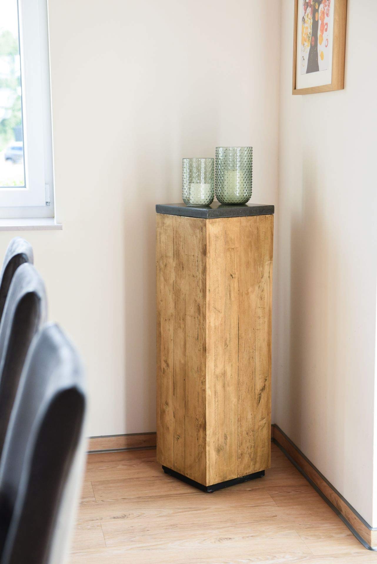 VIVANNO Podestat Colonne décorative Colonne à fleurs Support à fleurs en bois recyclé hauteur 100 cm, brun