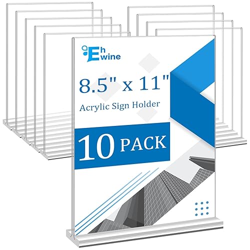 EHWINE Acrylic Sign Holder 8.5 x 11, 10 Pack Double-Sided