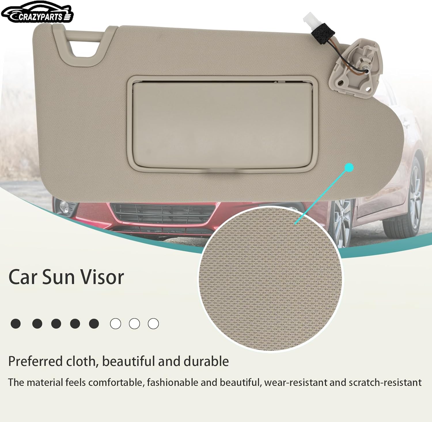 Driver Left & Passenger Right Side Sun Visor Replacement Compatible with Nissan Altima 2013 2014 2015 2016 2017 2018 with Light Switch 96401-3TA2A Color Beige