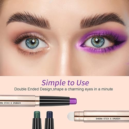 Miniatura 7 de POPMISOLER Juego de 3 barras de sombra de ojos con purpurina, a prueba de manchas, crema a prueba de manchas, lápiz de sombra de ojos marrón con