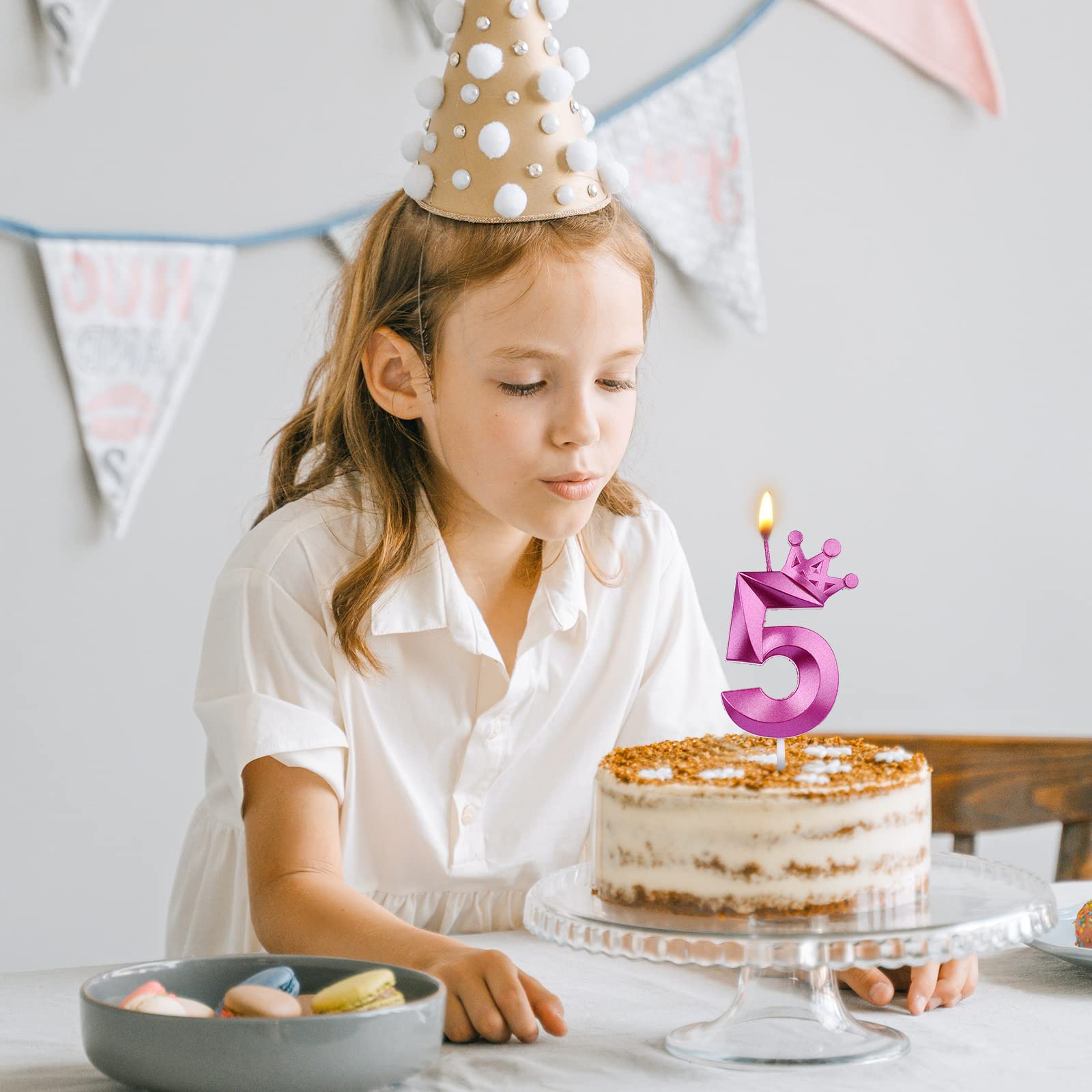 Bougies Numéro, Grand Paillettes Bougies Numérique D'anniversaire Avec Arc Et Couronne, Bougies De Gâteau Nombre Bougie Pour La Fête D'anniversaire, La Cérémonie De Remise Des Diplômes, Doré(7