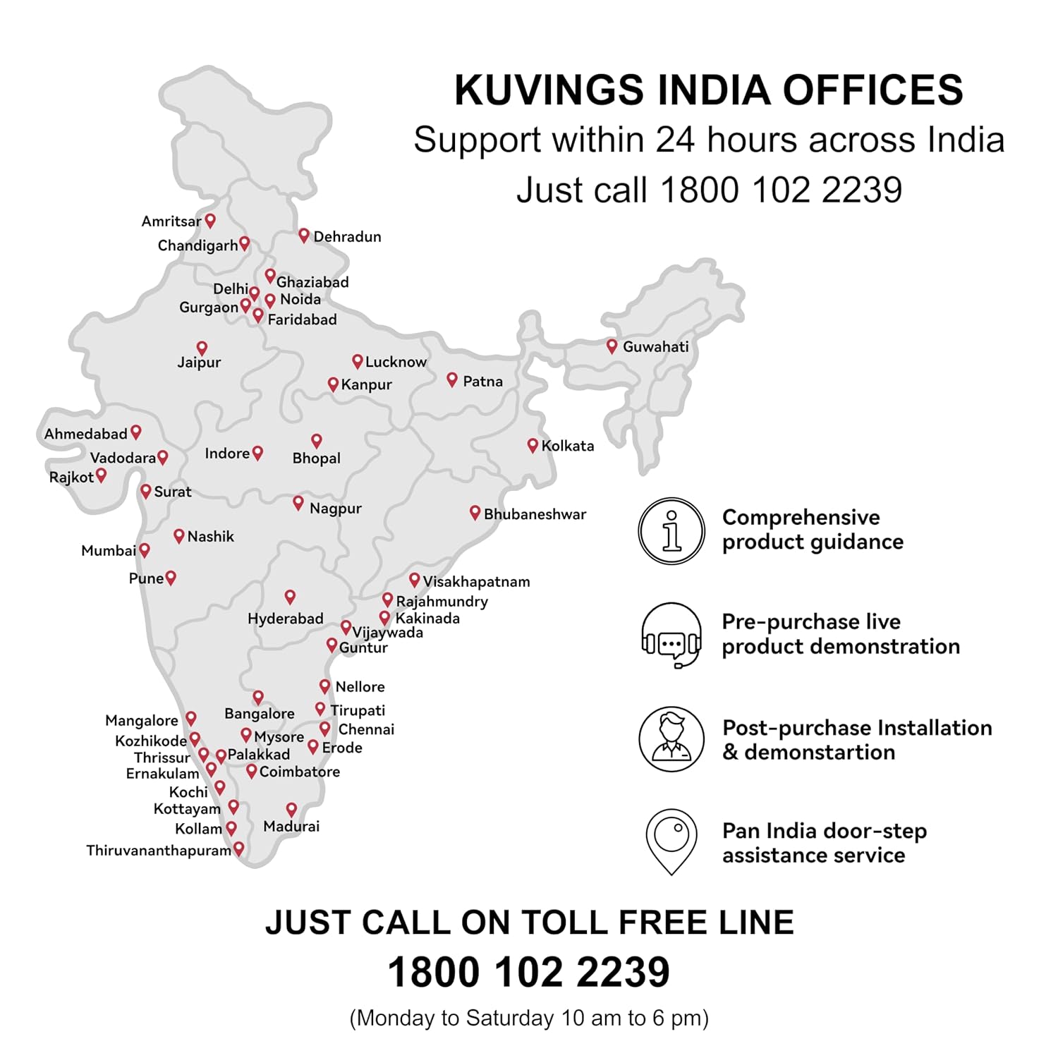 Map of Kuvings India Offices with support contact information