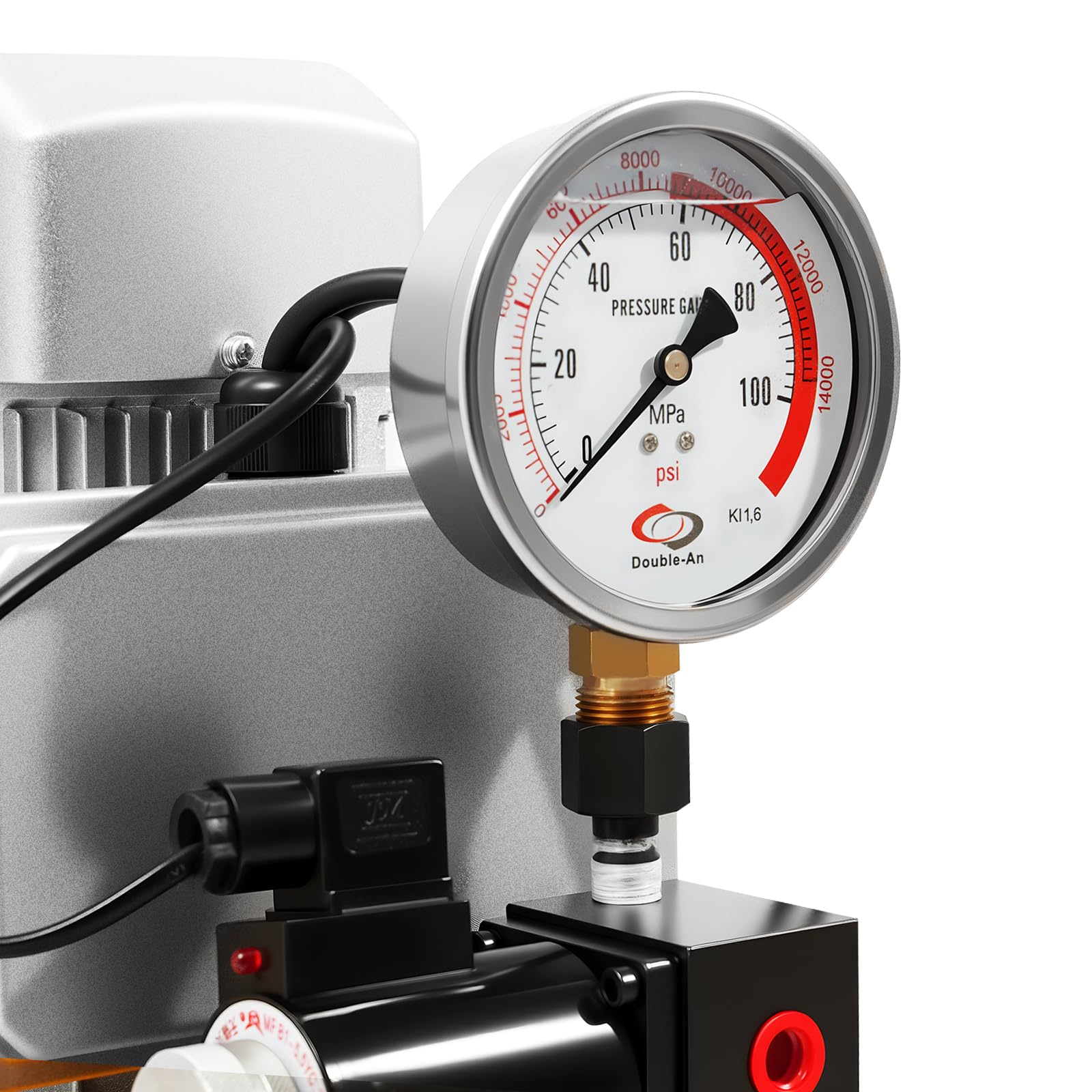 220V Elektrische Hydraulikpumpe 750W, Professionelles Hydraulikaggregat bis 70MPa/10000PSI für Hydraulikzylinder Doppelwirkend, Industrietauglich mit Manometer für Heben, Pressen Und Biegen
