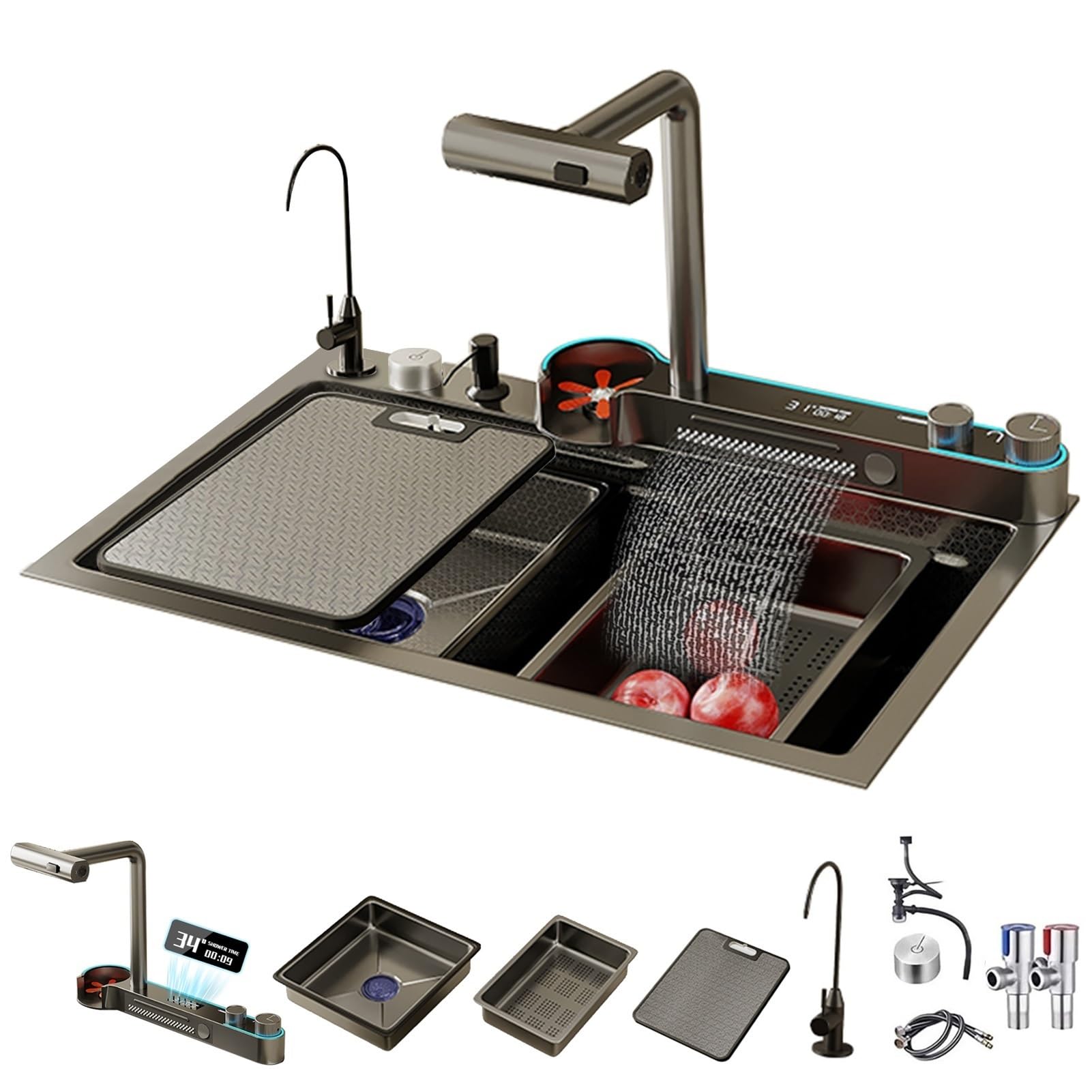 Évier cascade en acier inoxydable pour moderniser votre cuisine de 68x45 cm