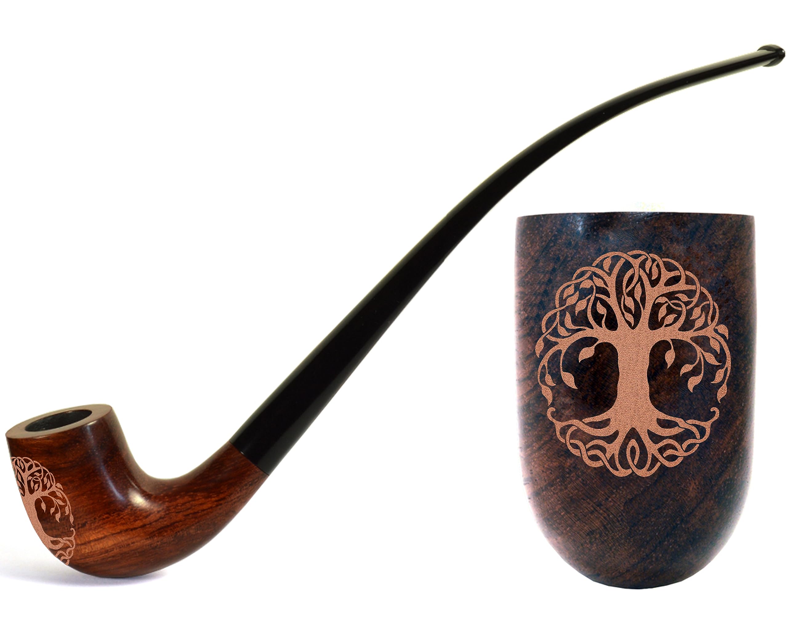 Amazon.com: 10.2'' Long Pear Wood Tobacco Smoking Pipe Tree of life.  Churchwarden pipes