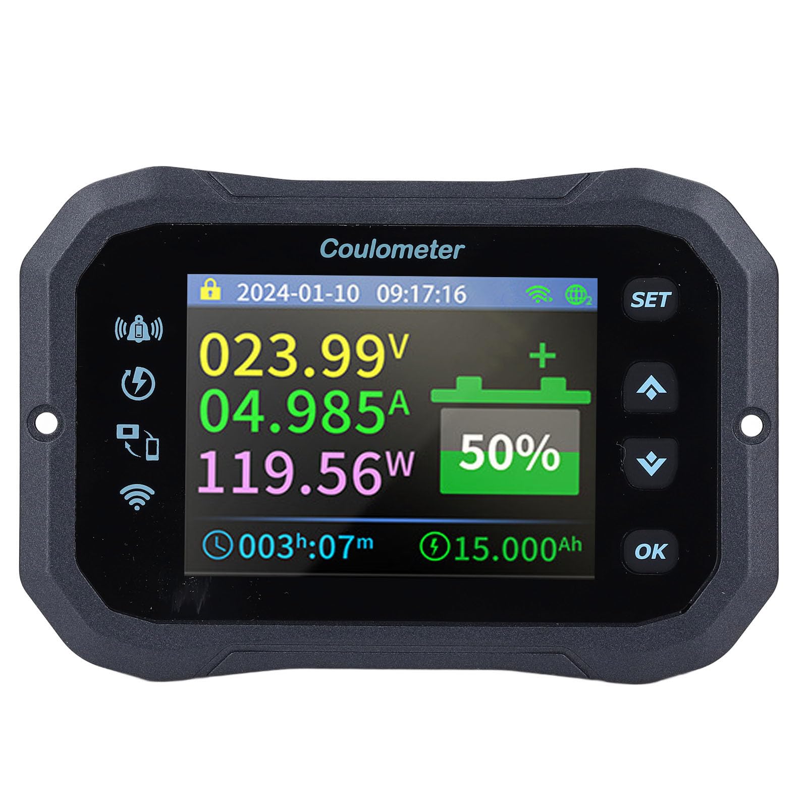 Medidor de Corriente de Voltaje de Batería, Medidor de Monitor Remoto para RV, Alarma Programable con Pantalla de 2,4 Pulgadas 10-100V 400A